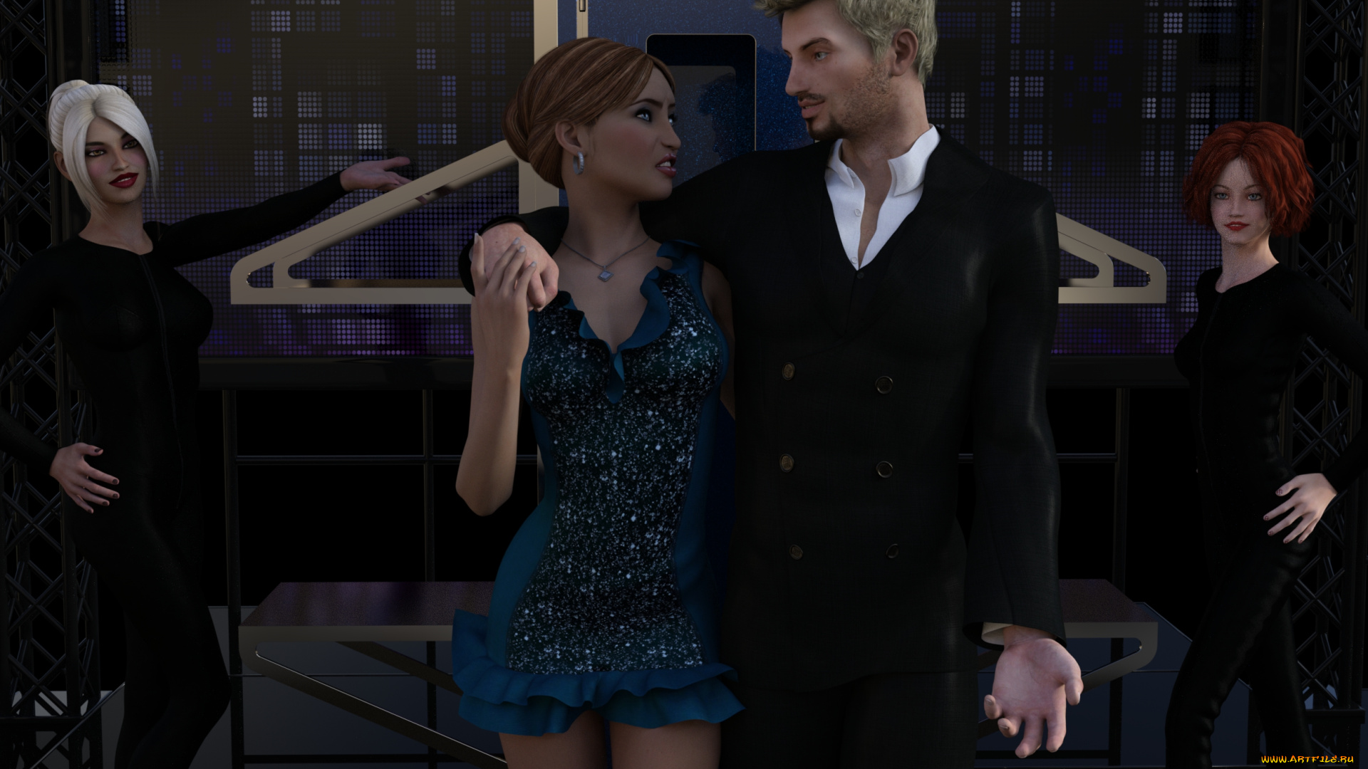 3д, графика, люди, , people, девушки, взгляд, фон