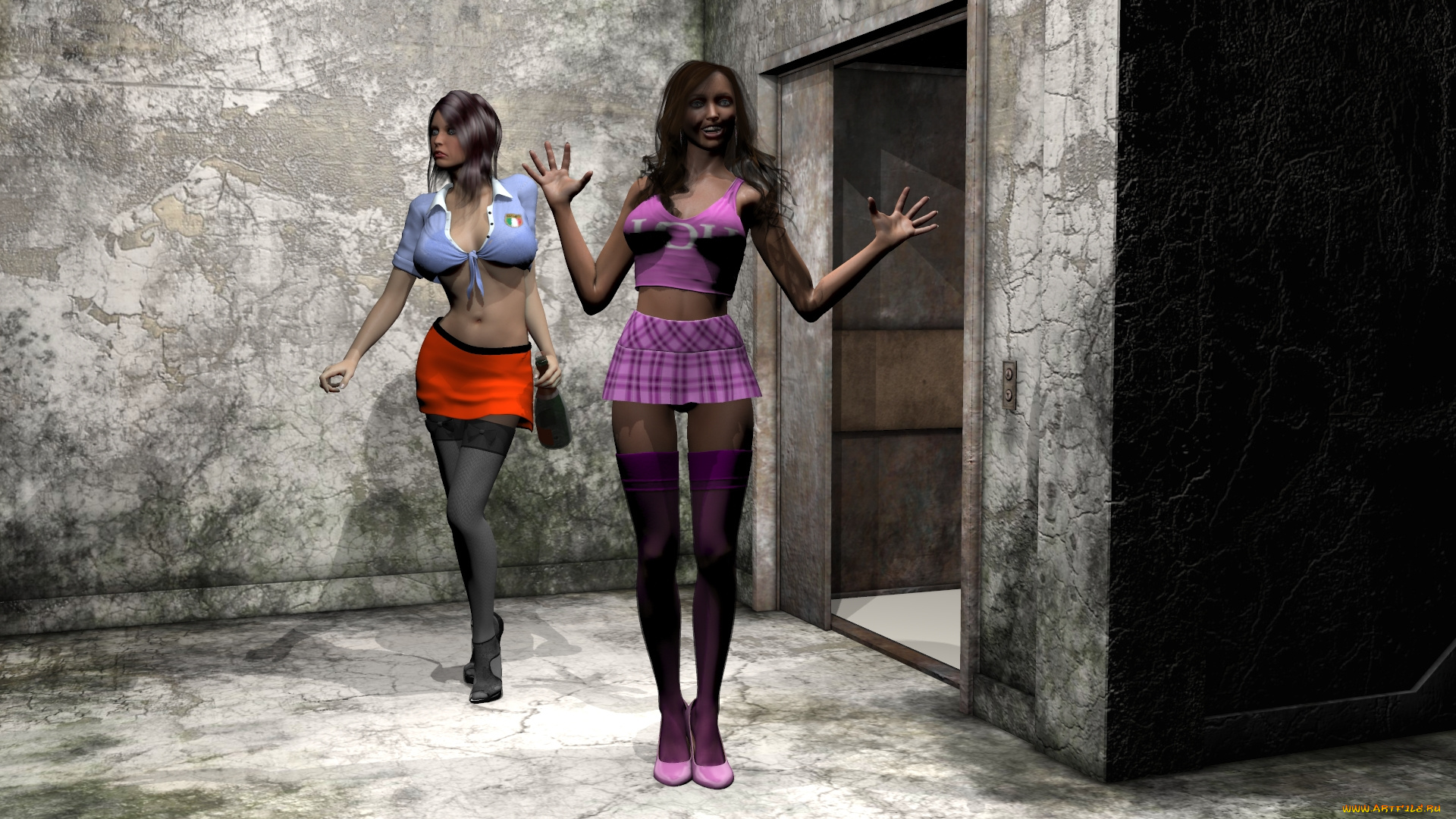 3д, графика, люди, , people, девушки, взгляд, фон