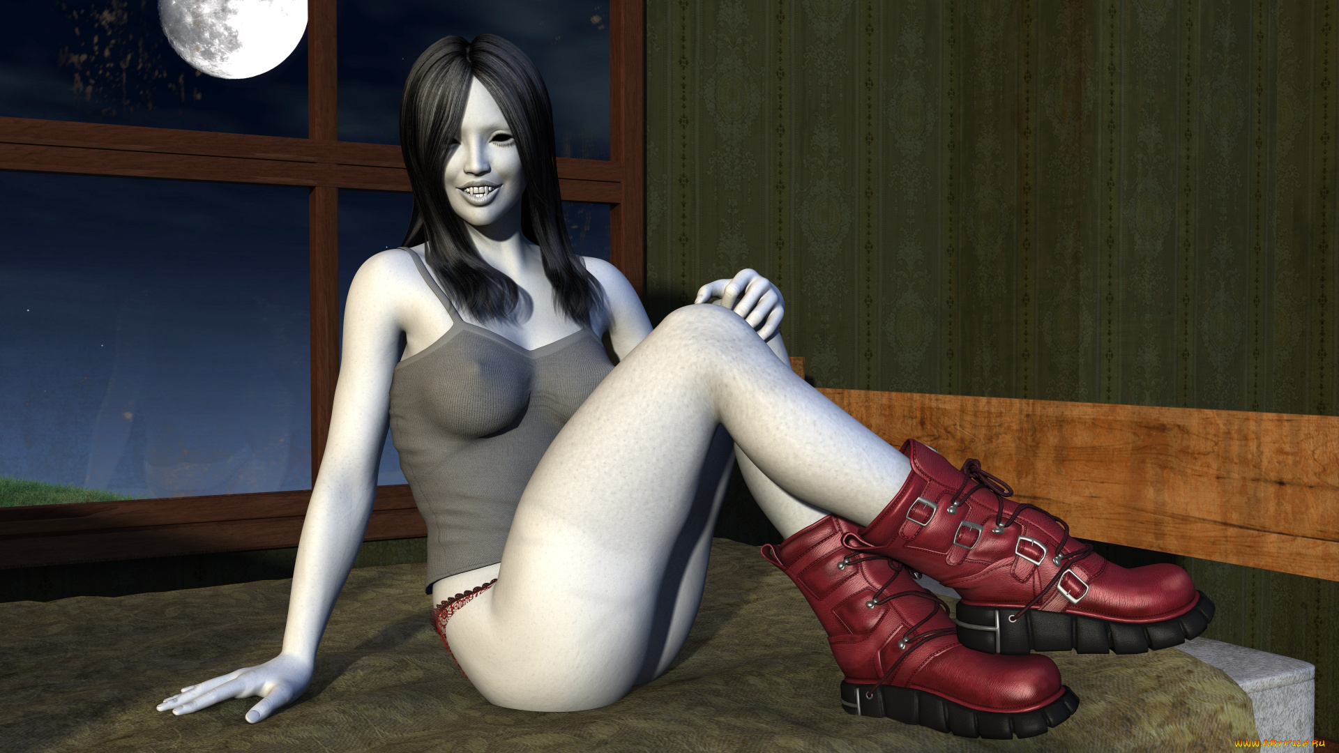 3д, графика, существа, , creatures, девушка, взгляд, фон