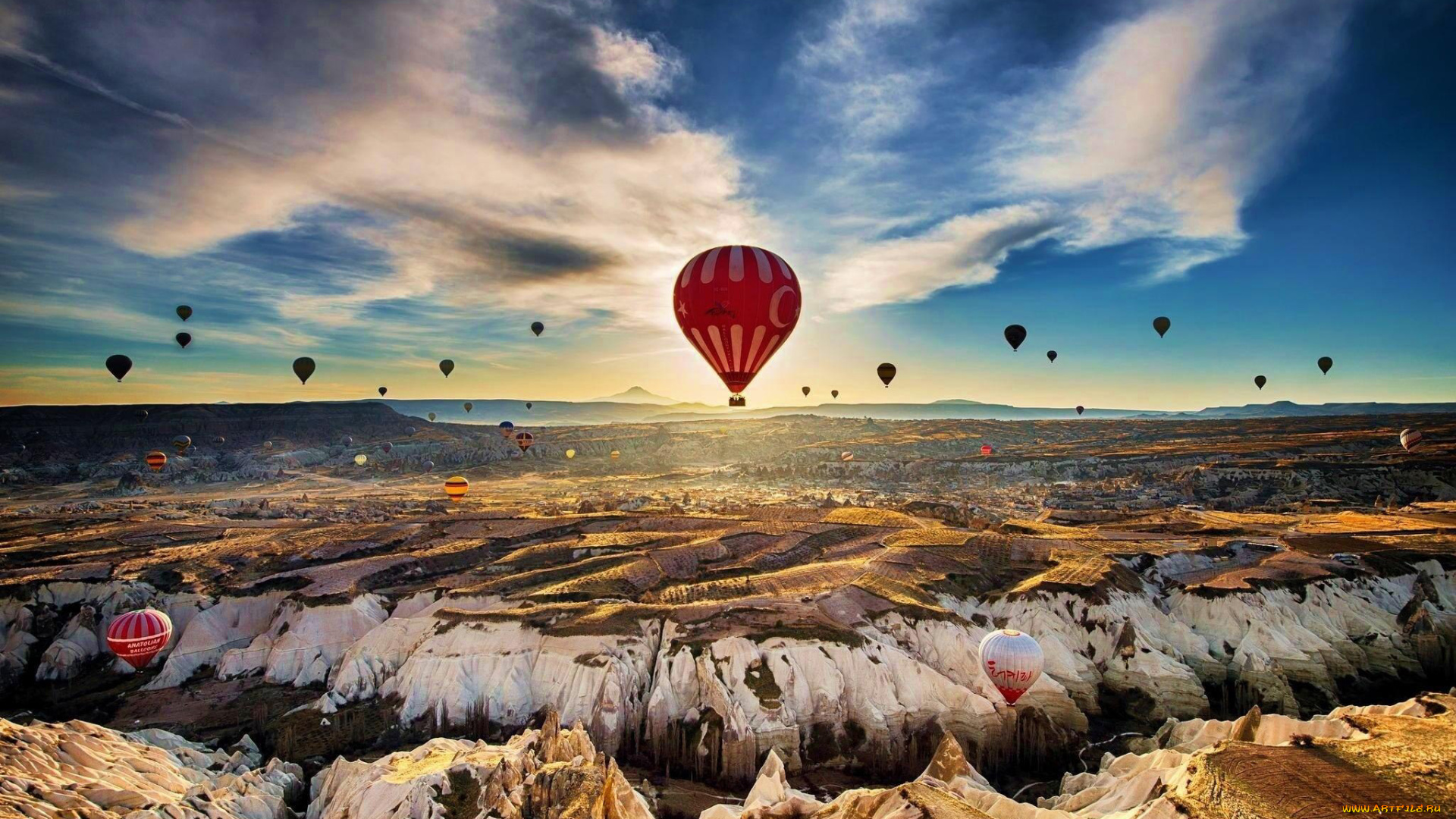 авиация, воздушные, шары, горы, шары, небо, облака