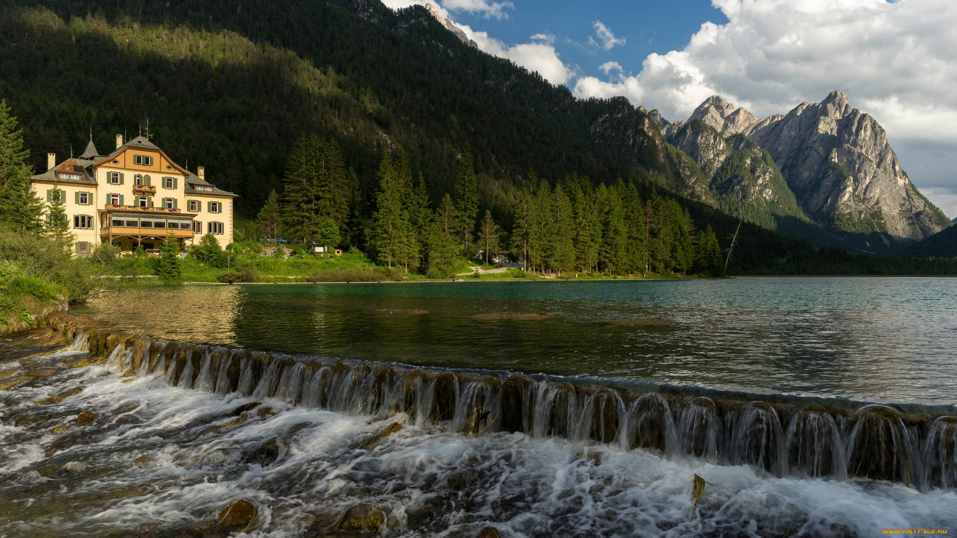 города, -, пейзажи, лес, озеро