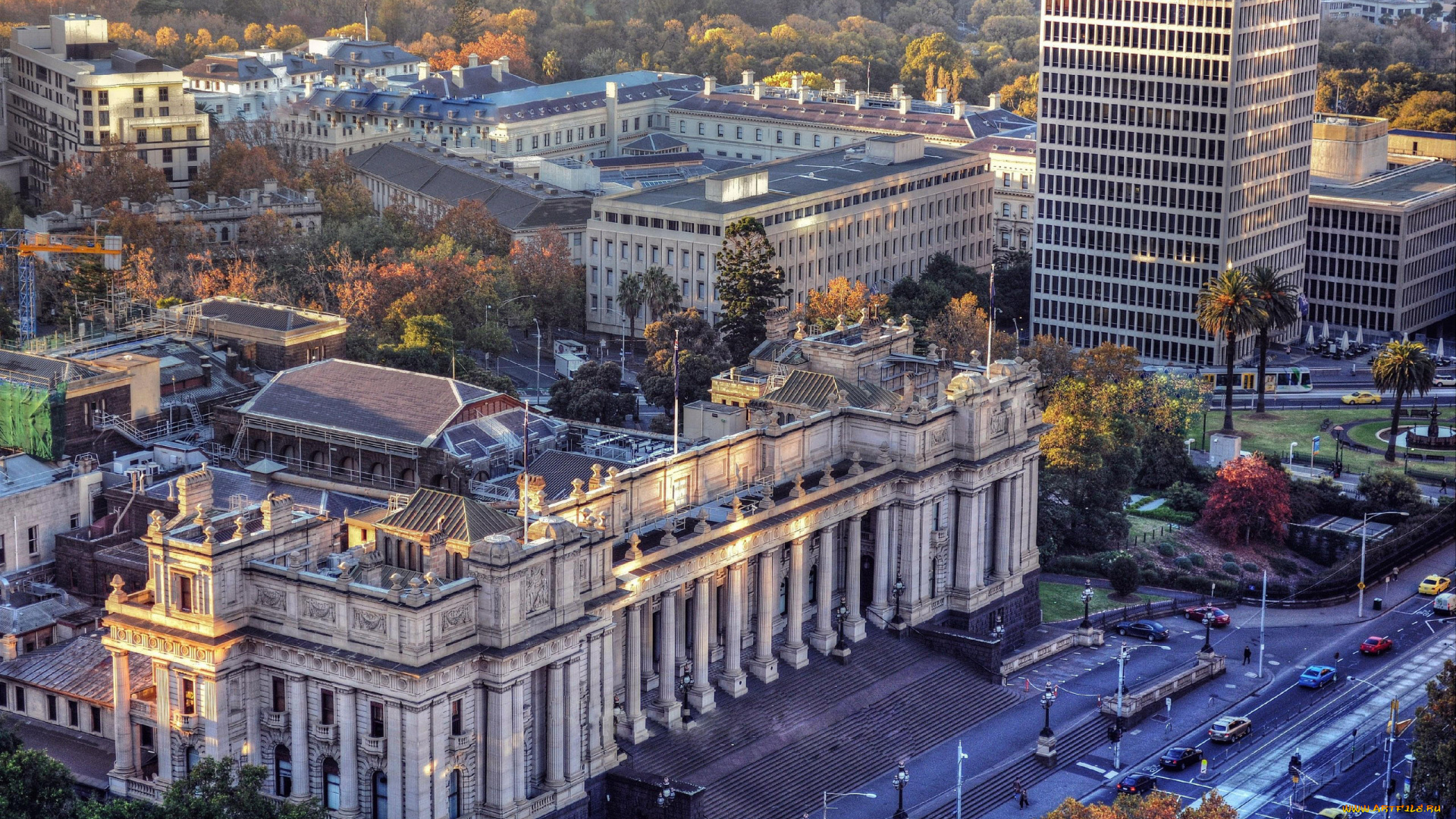города, мельбурн, , австралия, улица, панорама, здания