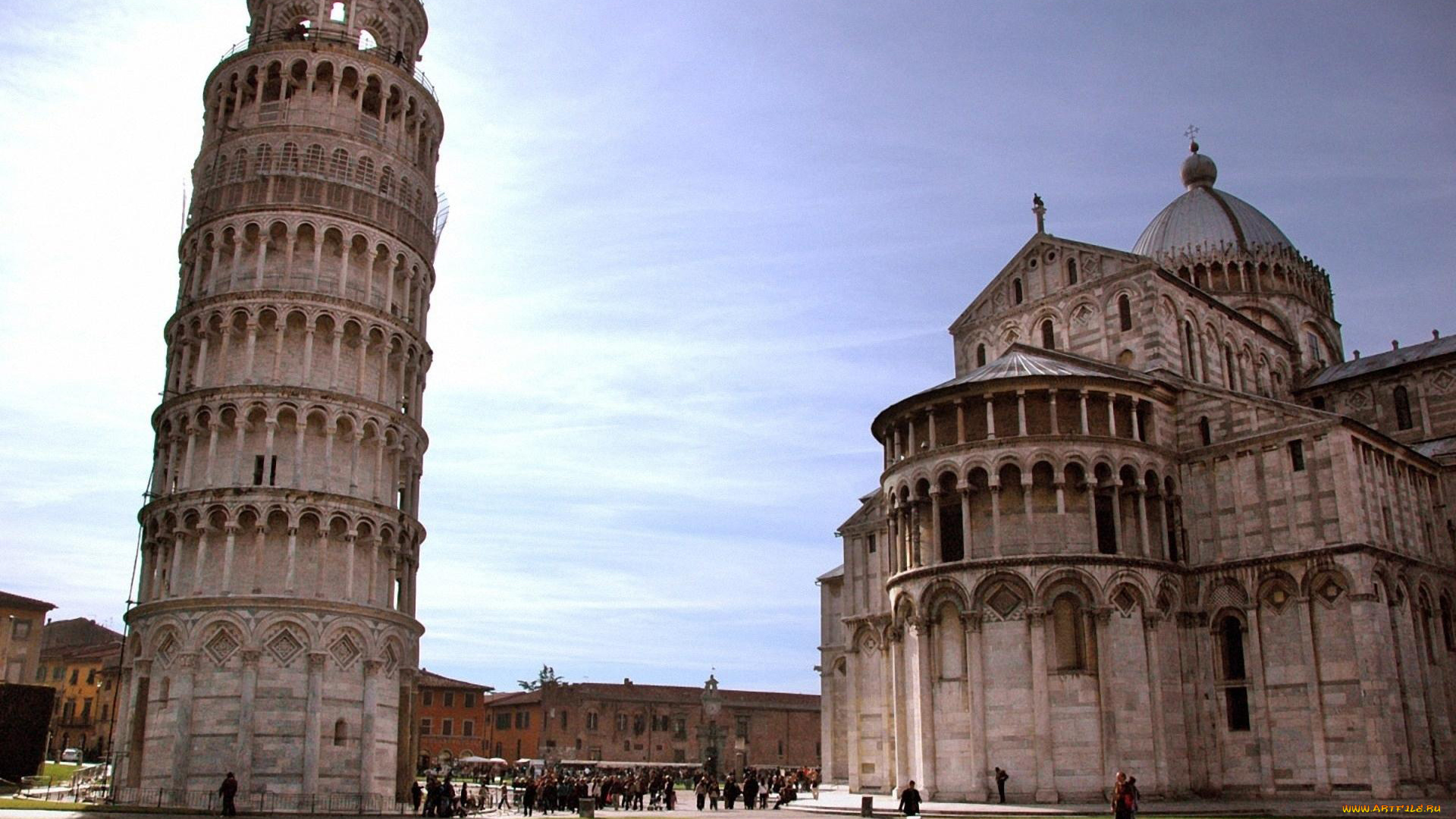 города, пиза, , италия, падающая, башня
