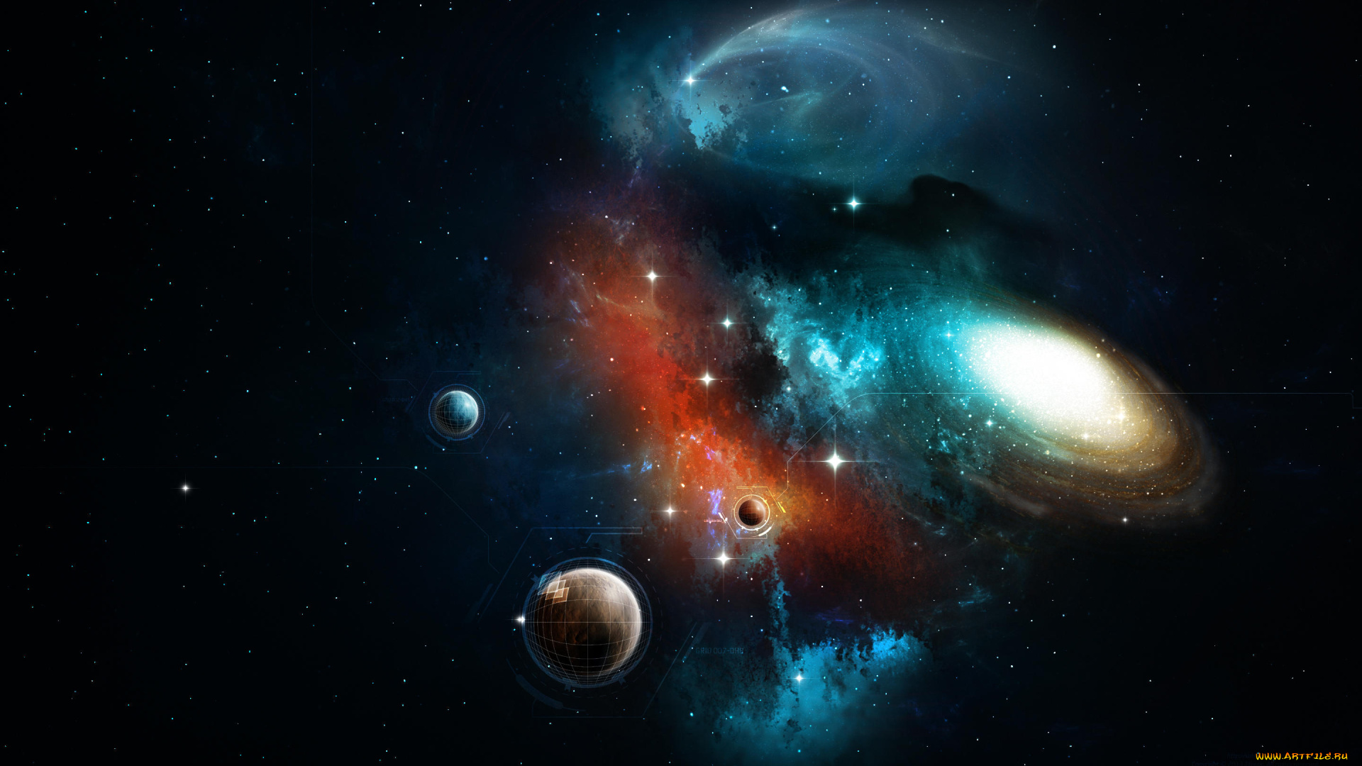 космос, арт, вселенная, планеты, звёзды, созвездия