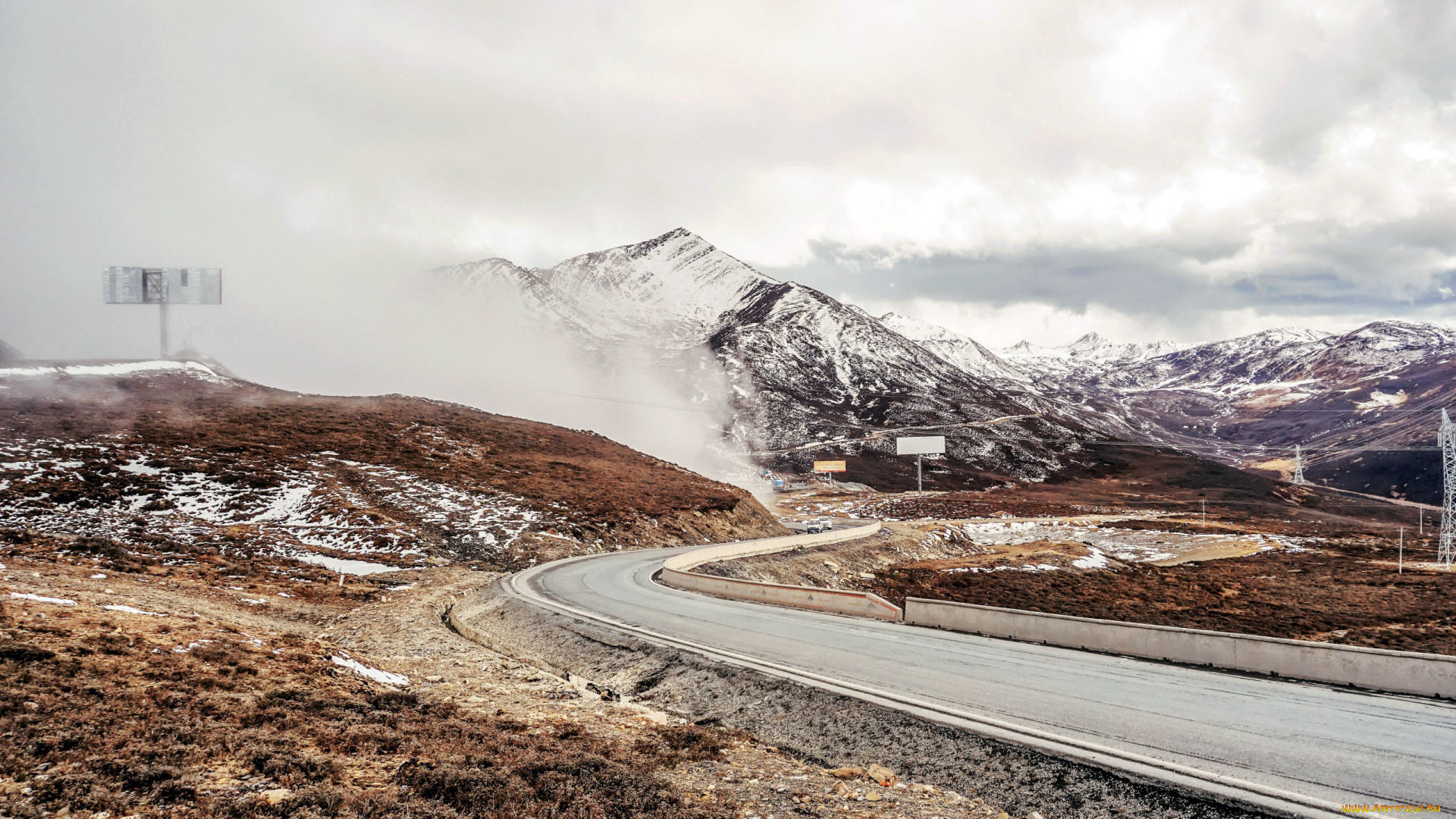 природа, дороги, шоссе, поворот