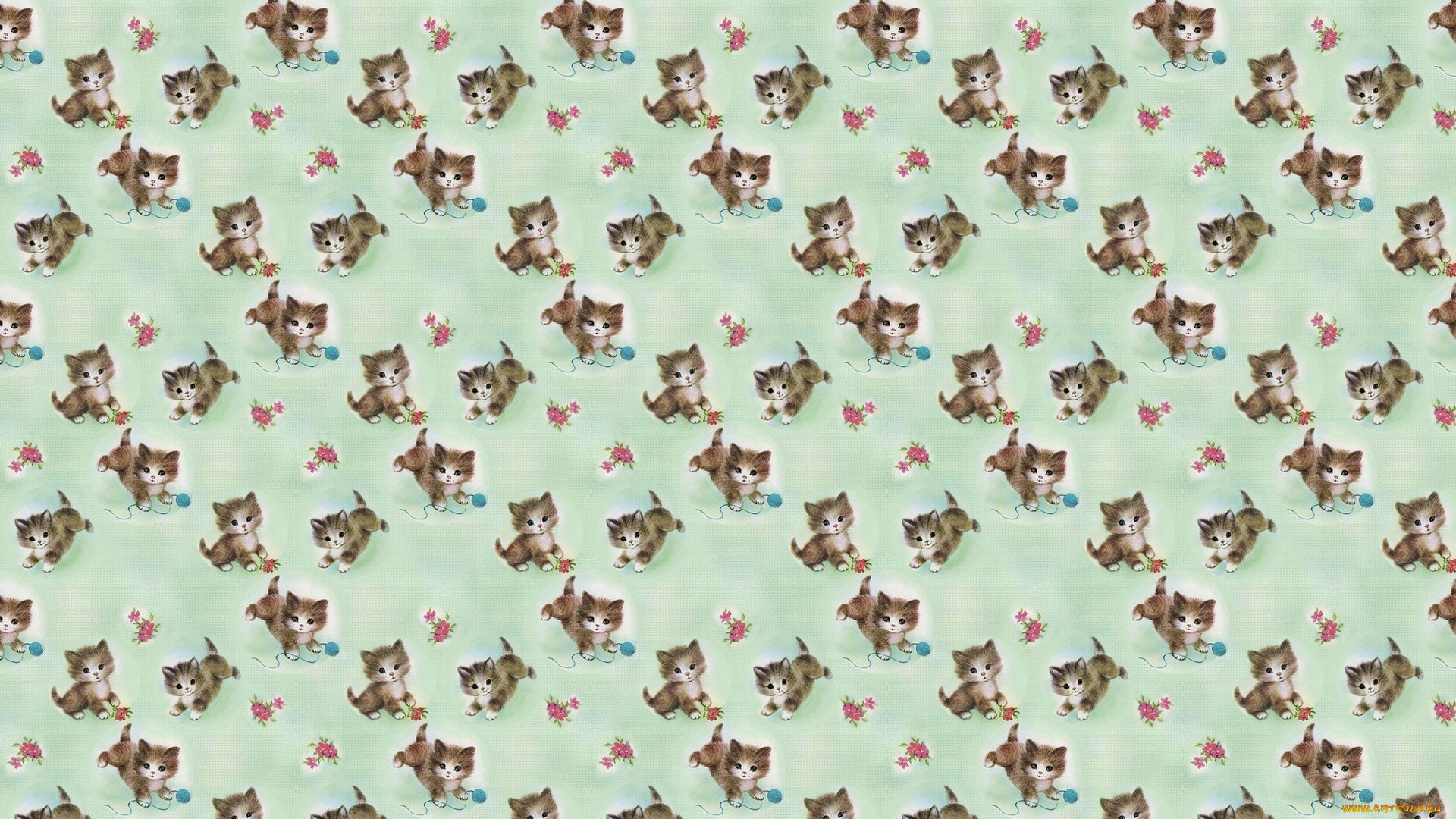 рисованное, животные, , коты, настроение, текстура, арт, котёнок, детская, клубок, игра