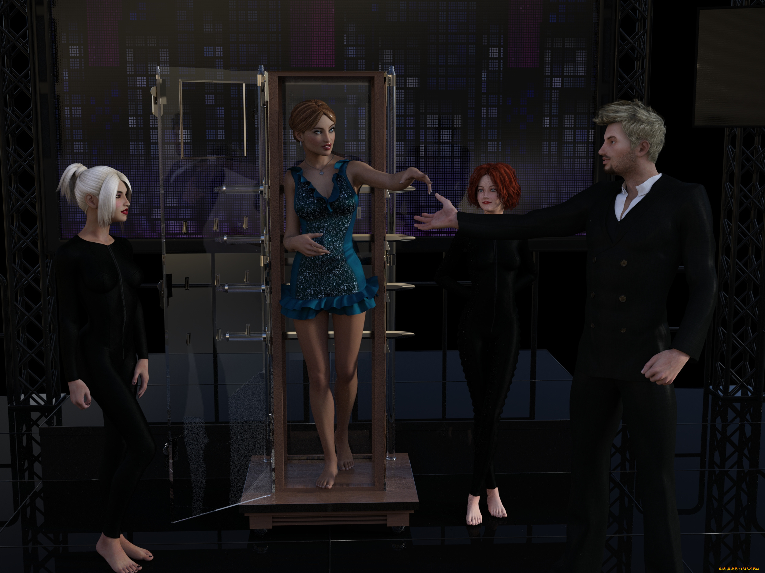 3д, графика, люди, , people, девушки, взгляд, фон