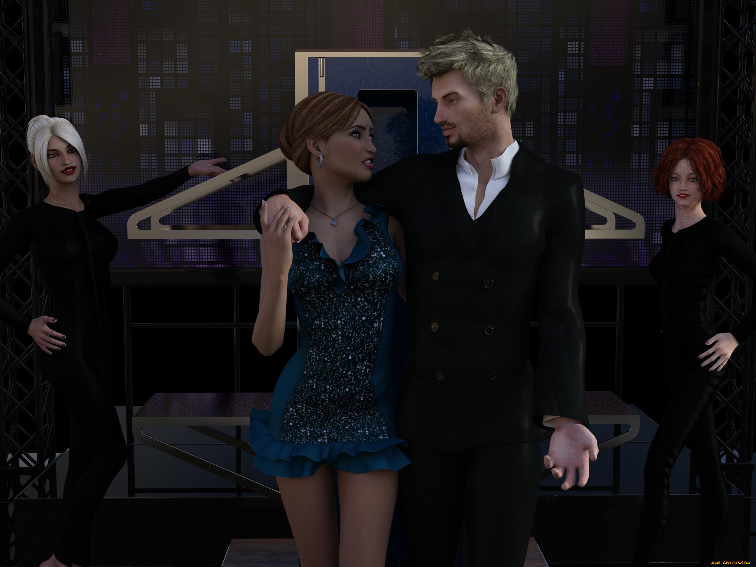 3д, графика, люди, , people, девушки, взгляд, фон