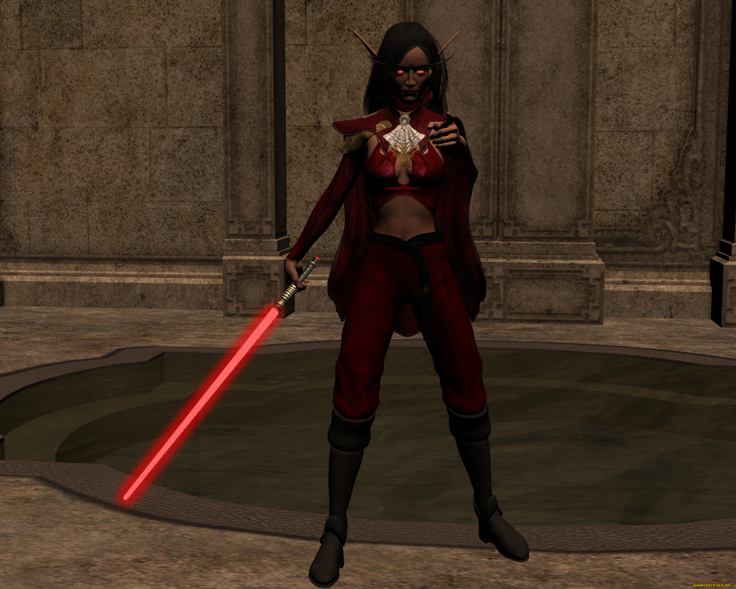 3д, графика, эльфы, , elves, взгляд, девушка, оружие, фон