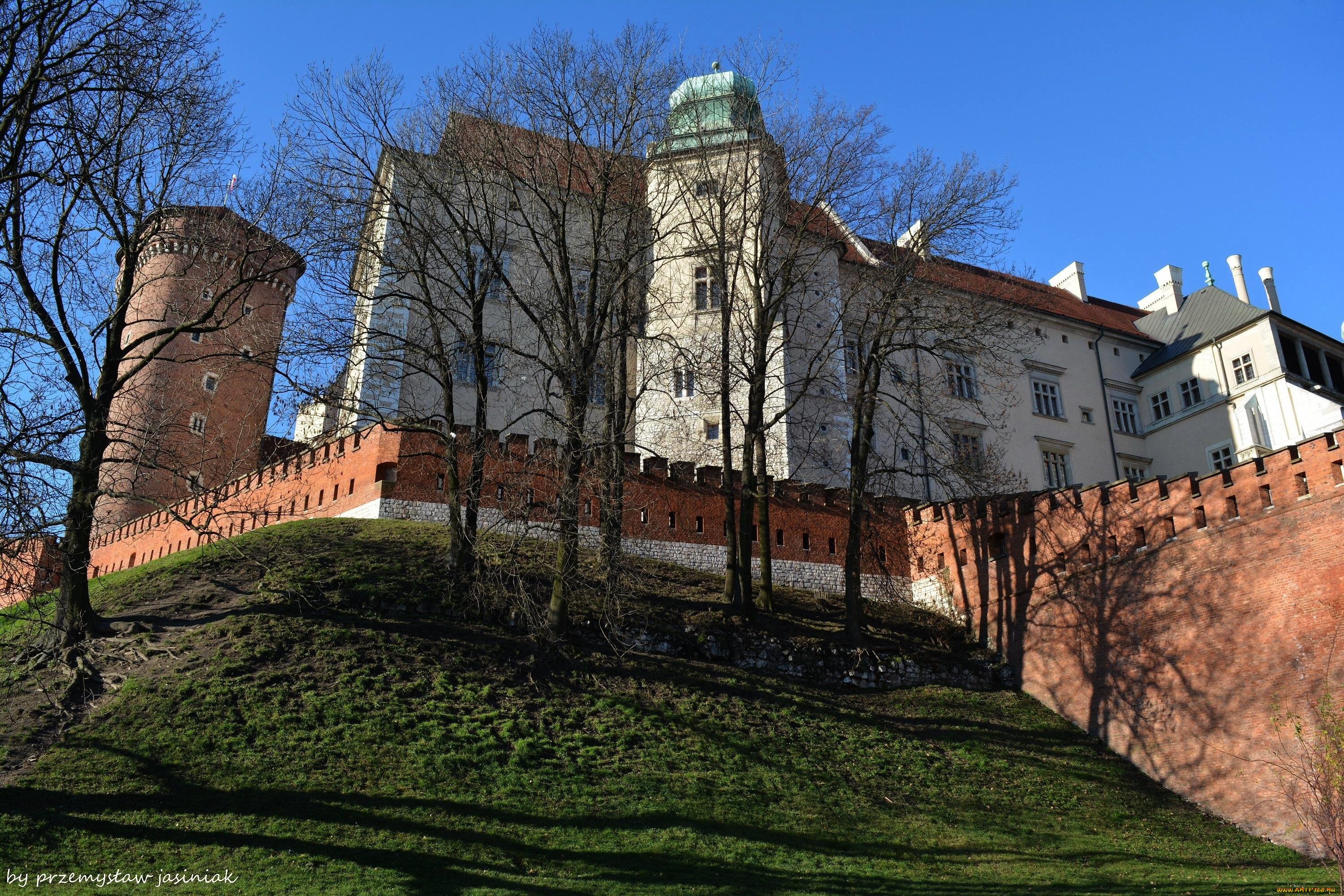 города, краков, , польша, башни, стены, замок