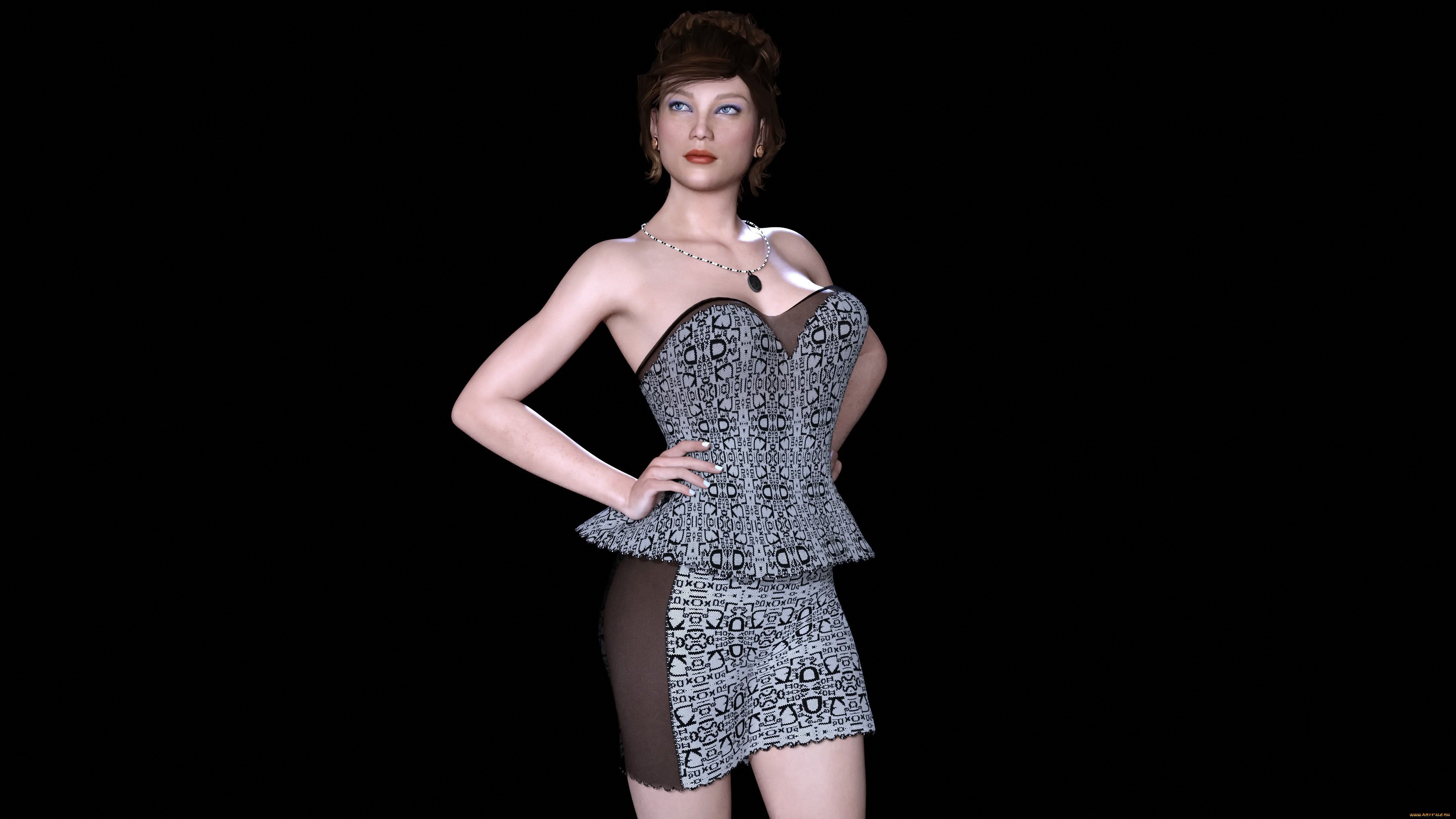 3д, графика, люди, , people, девушка, взгляд, фон