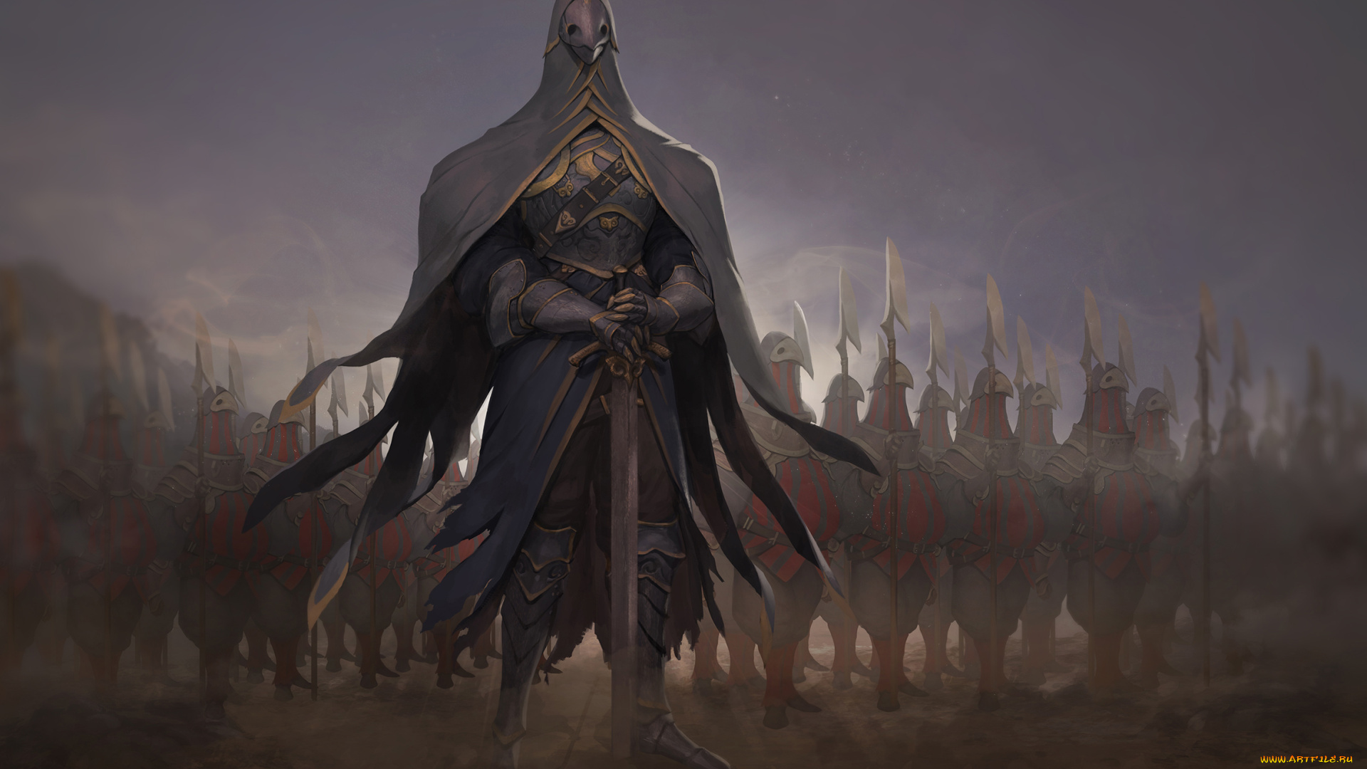 фэнтези, существа, униформа, меч, фон, существо