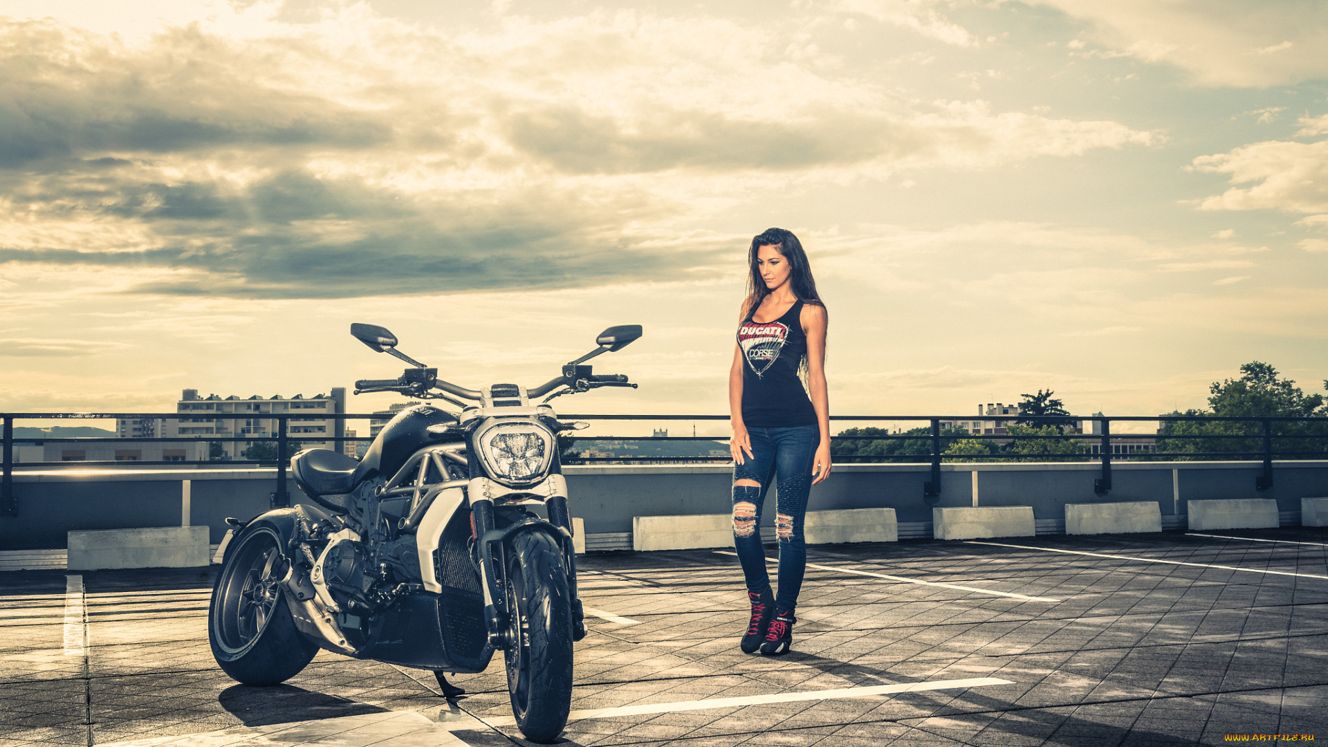 мотоциклы, мото, с, девушкой, девушки