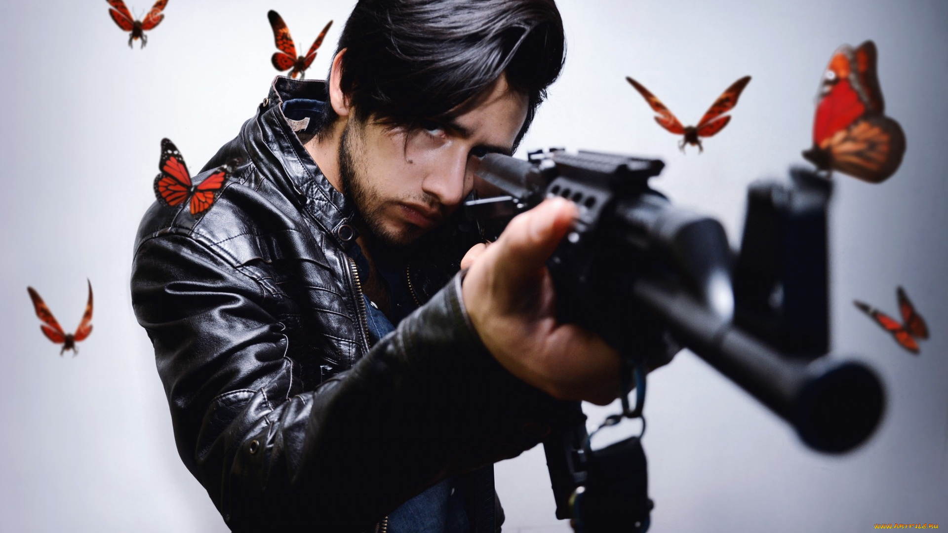 мужчины, -, unsort, бабочки, оружие, человек