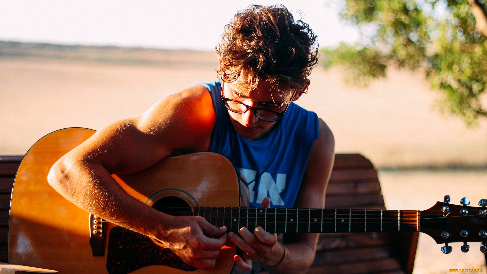 музыка, -другое, гитара, очки, мужчина