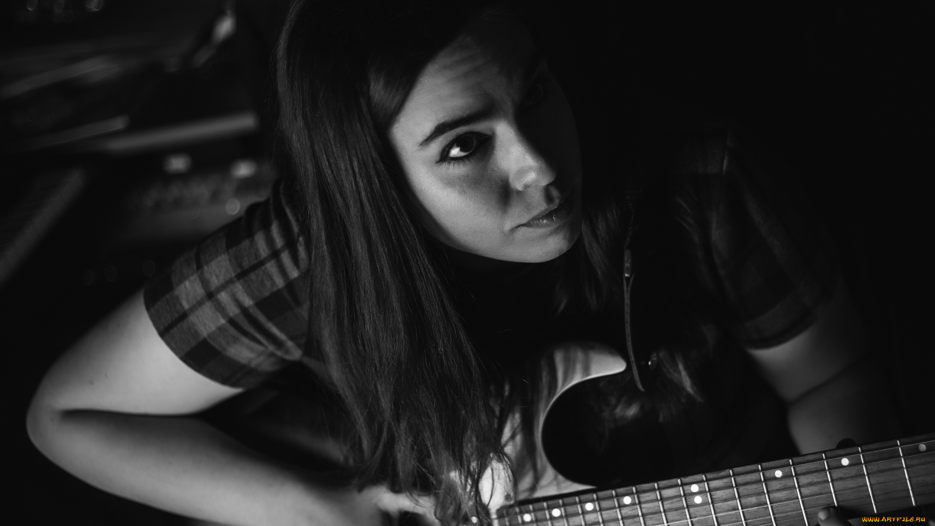 музыка, -другое, гитара, взгляд, девушка