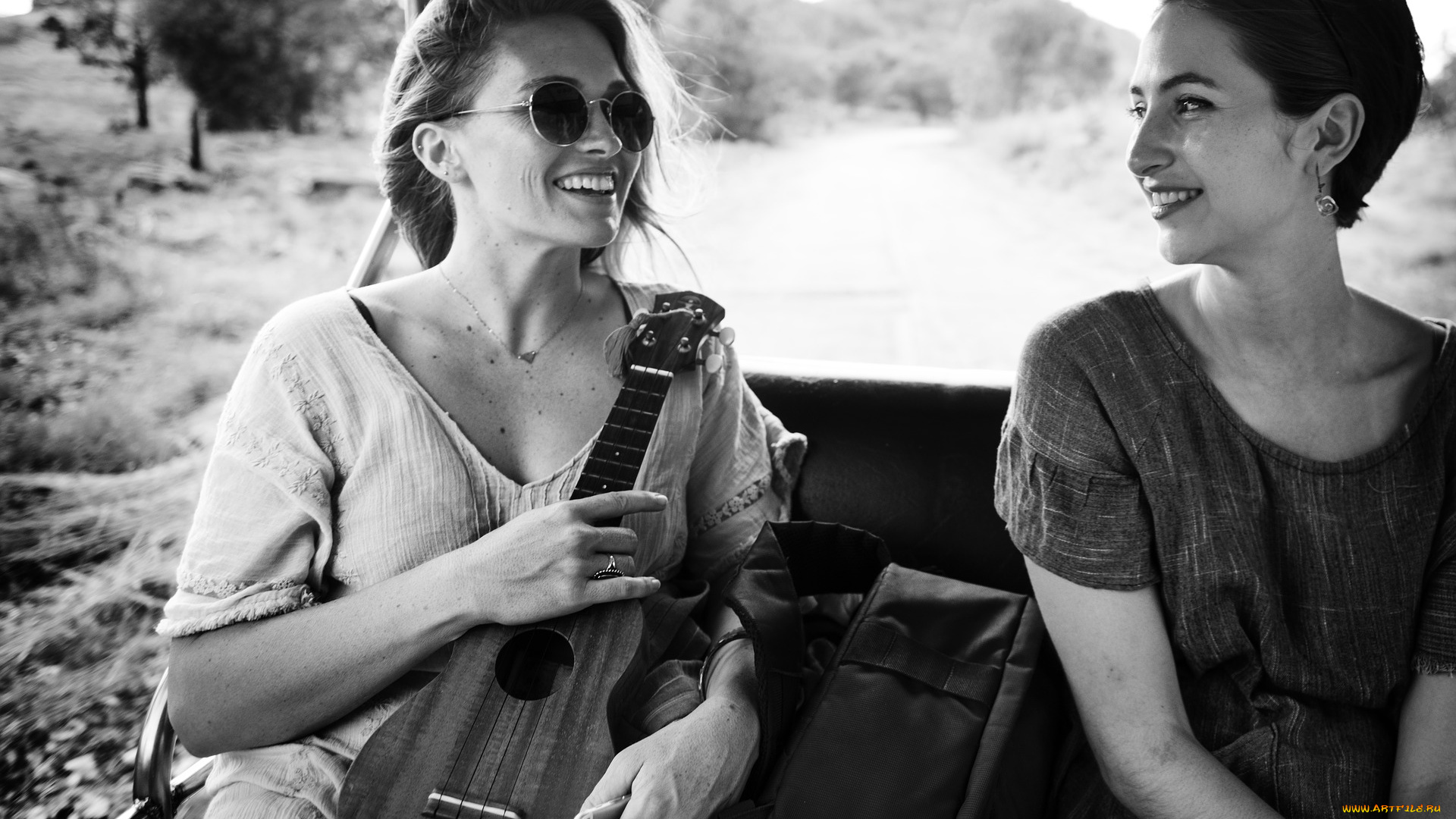 музыка, -другое, очки, девушка, гитара, двое