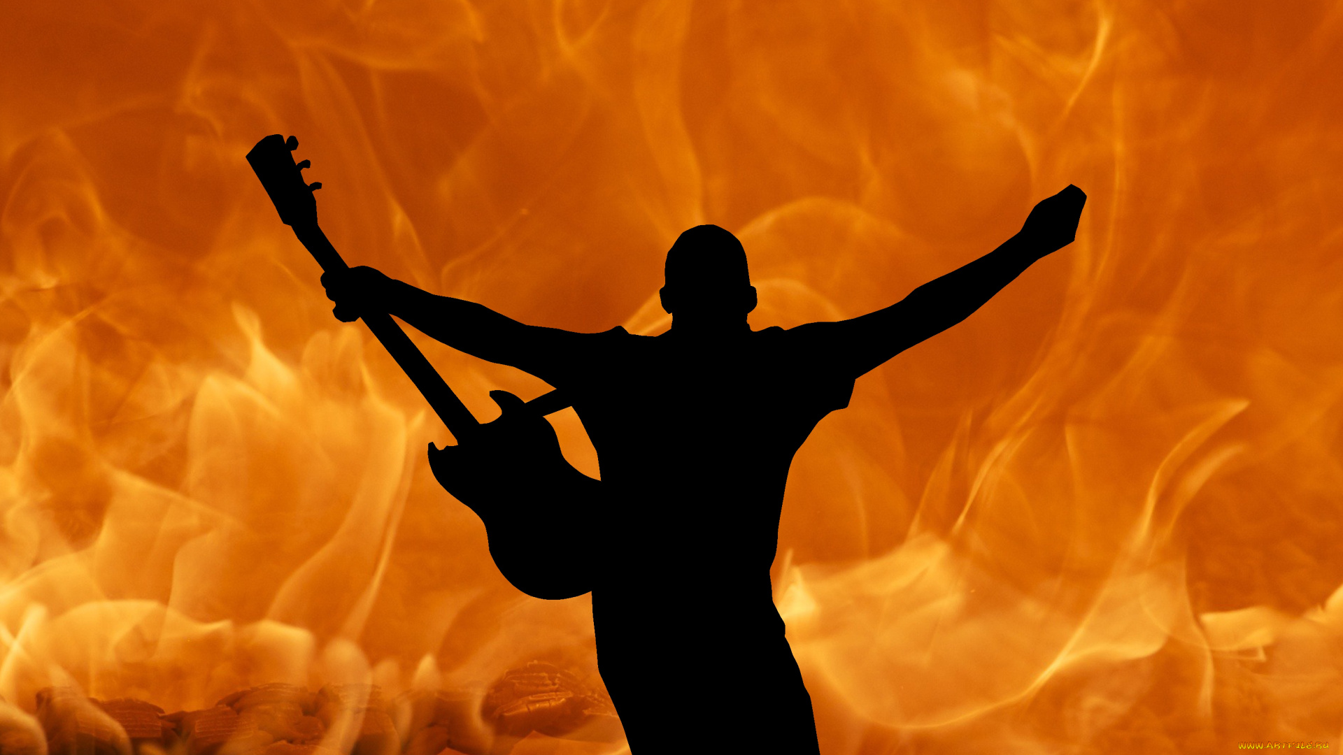 музыка, -другое, силуэт, гитара