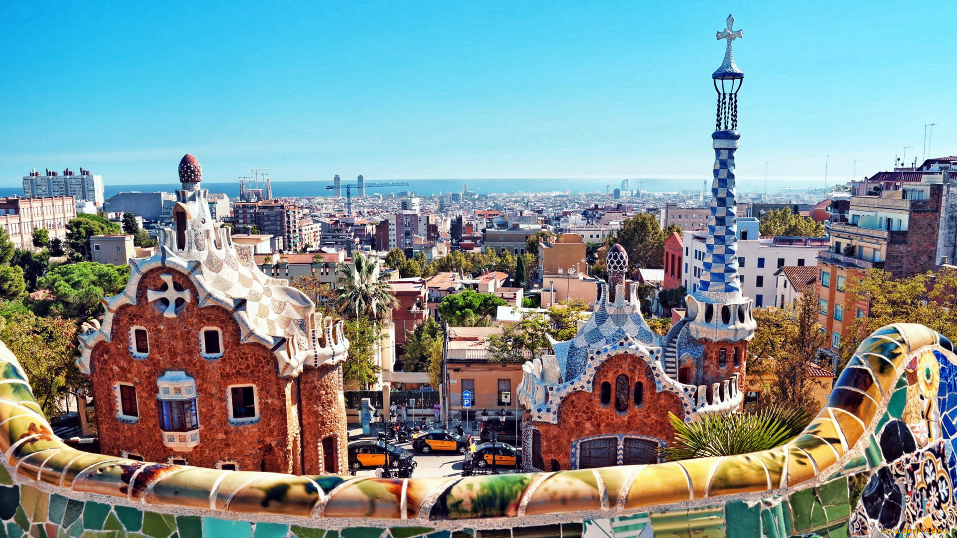 города, барселона, , испания, панорама