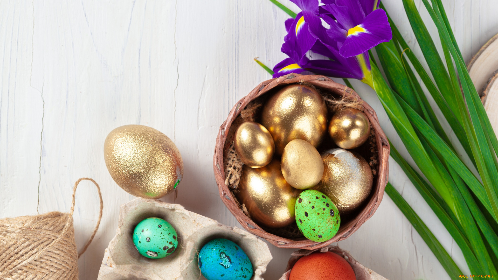 праздничные, пасха, праздник, яйца, цветы, ирисы