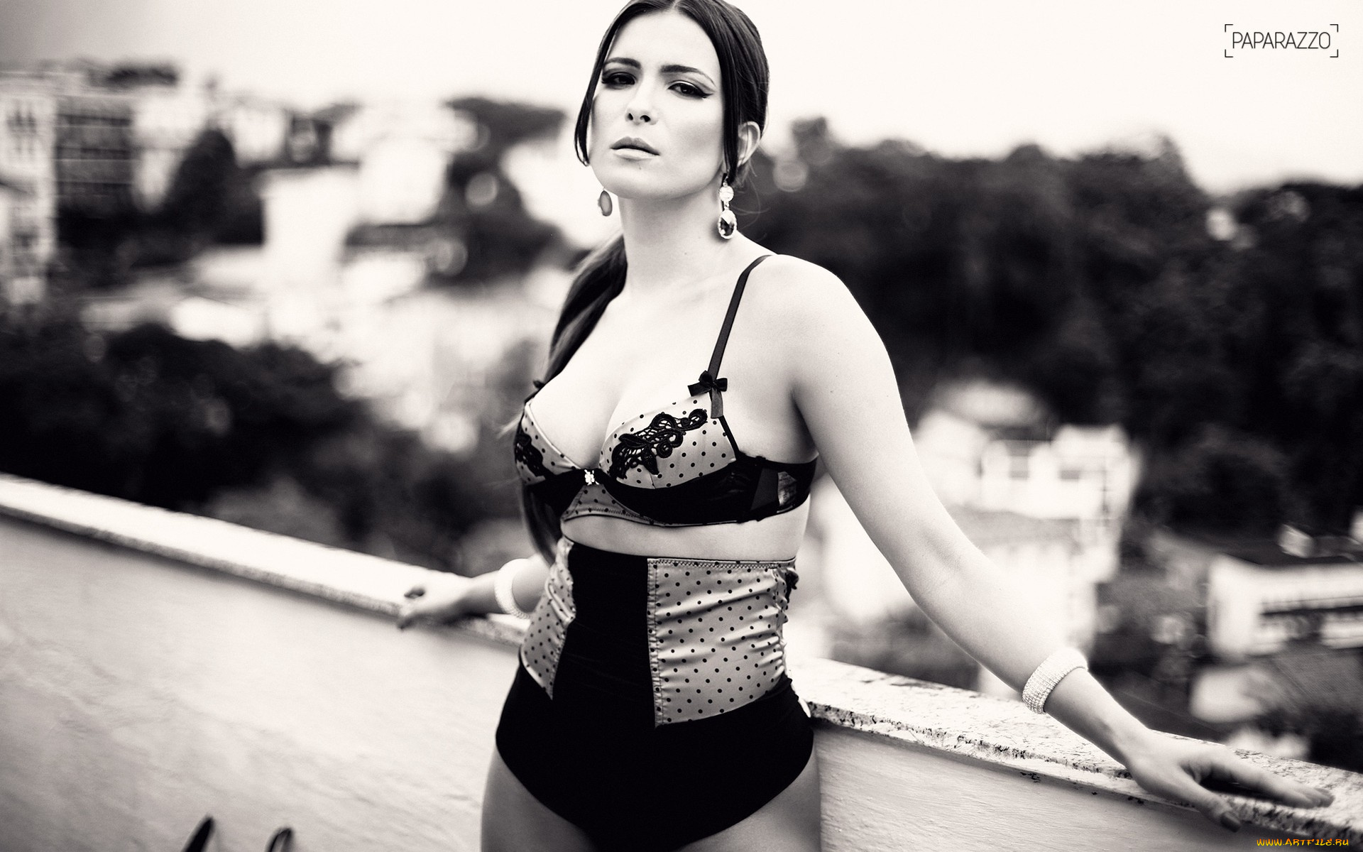 девушки, -, черно-белые, kamilla, брюнетка, белье