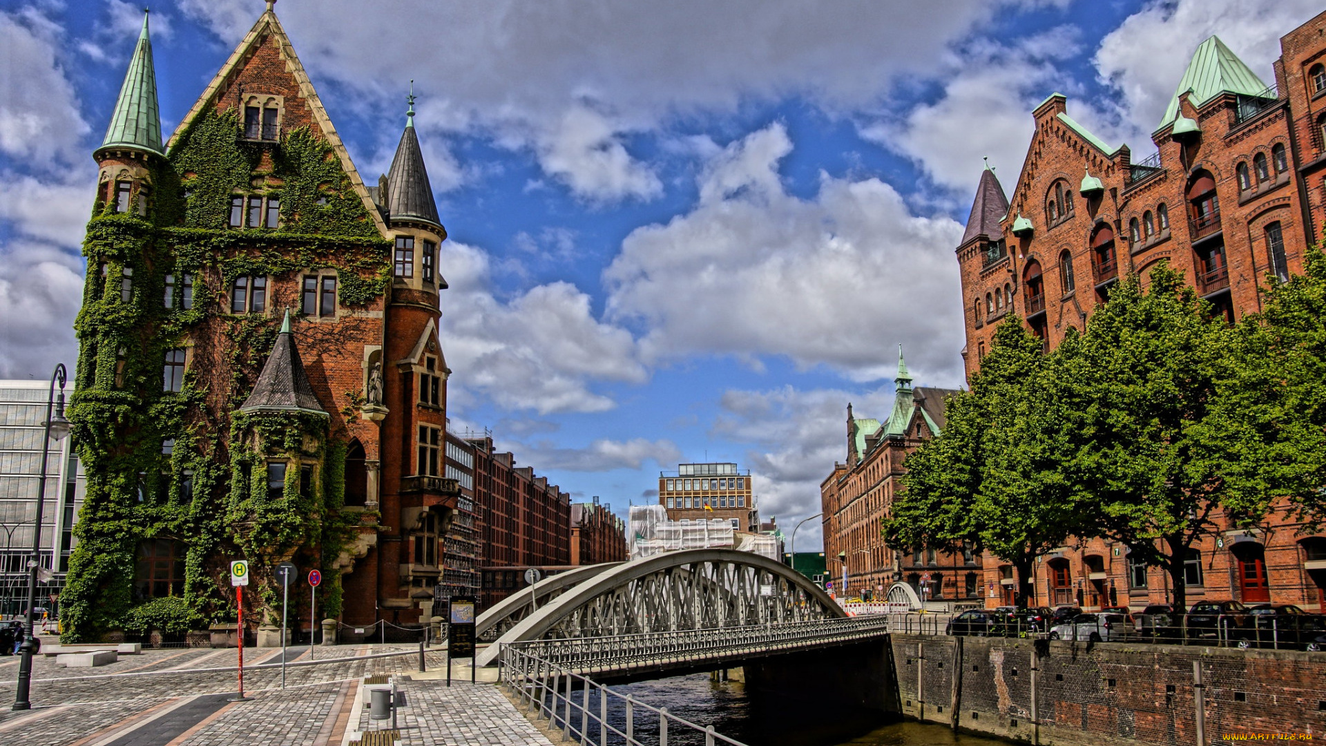 города, гамбург, , германия, река, мост, здания