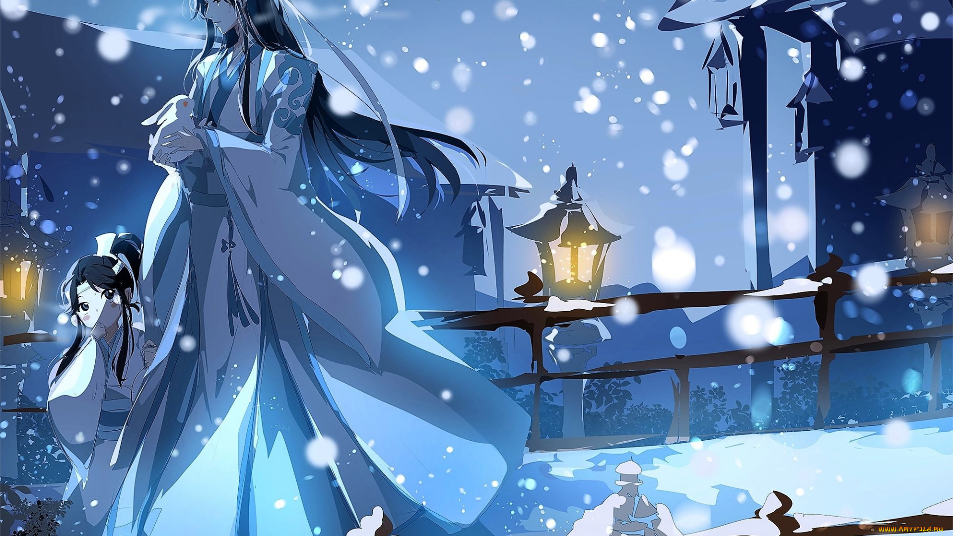 аниме, mo, dao, zu, shi, лань, ванцзи, сычжуй, кролик, зима