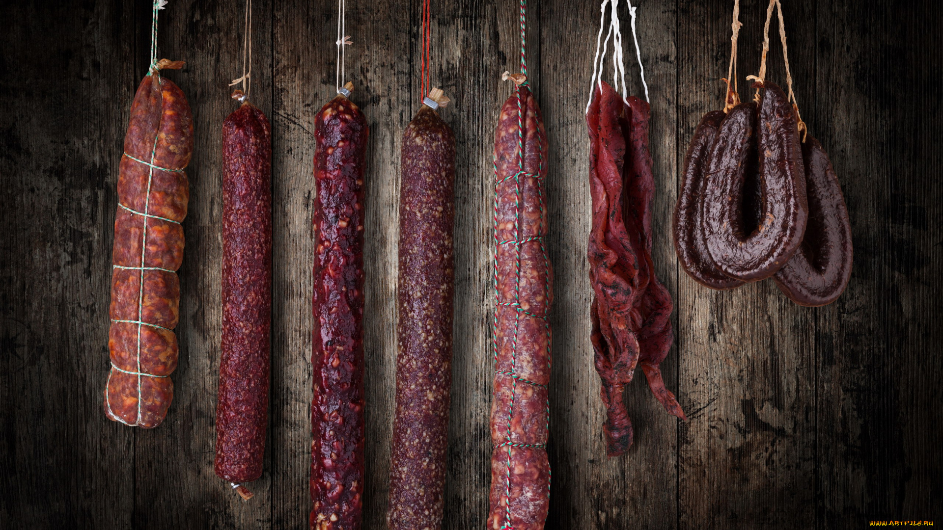 еда, колбасные, изделия, копченая, колбаса, ассорти