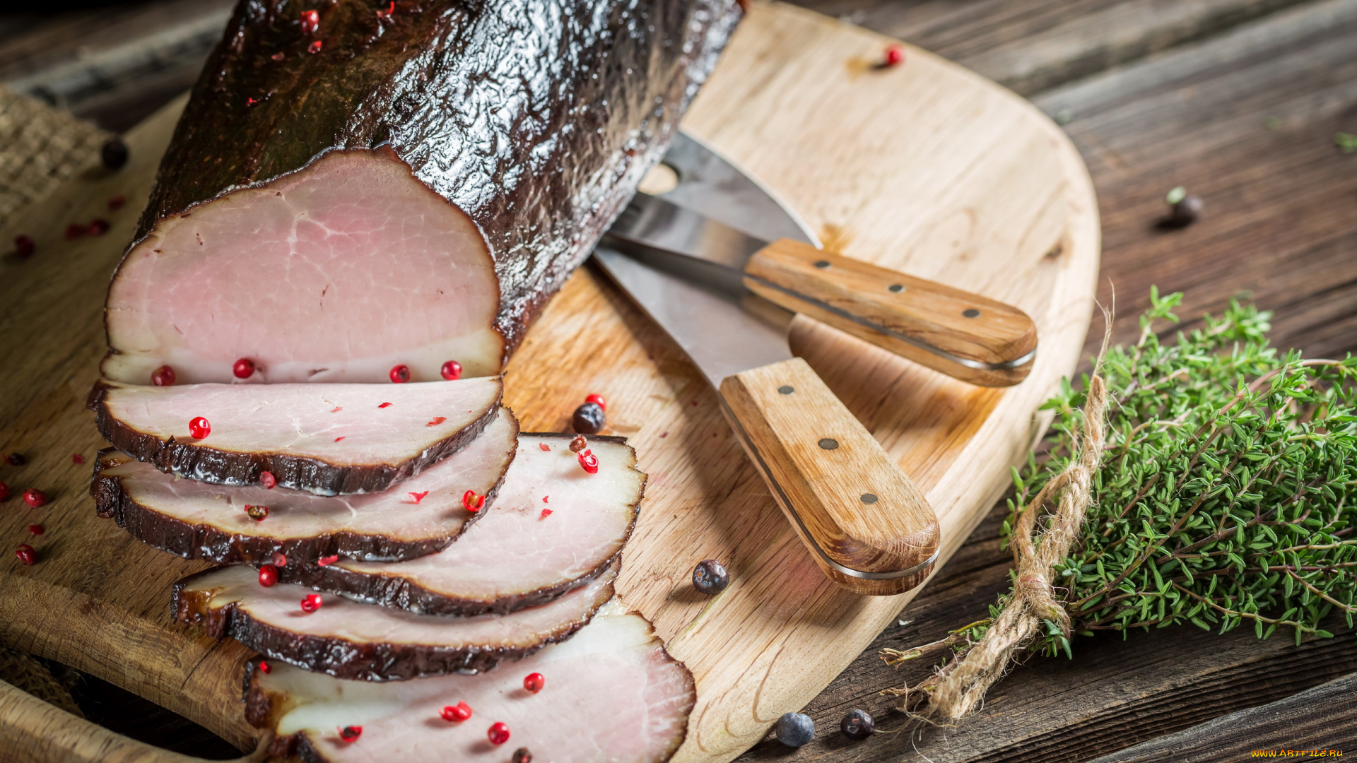 еда, мясные, блюда, буженина, перец, тимьян