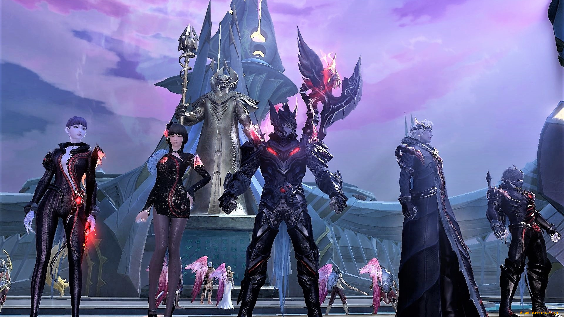 видео, игры, aion, персонажи, дворец, статуя