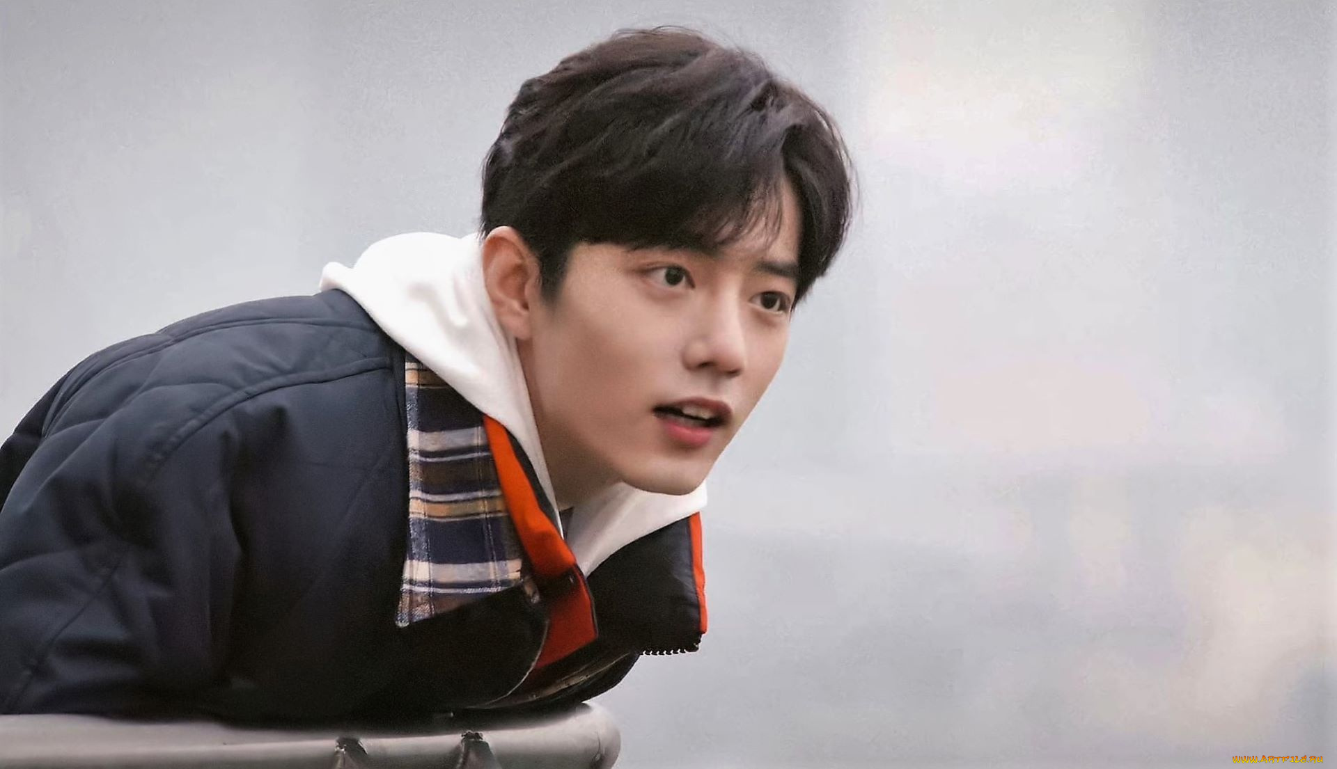 мужчины, xiao, zhan, актер, куртка, перила