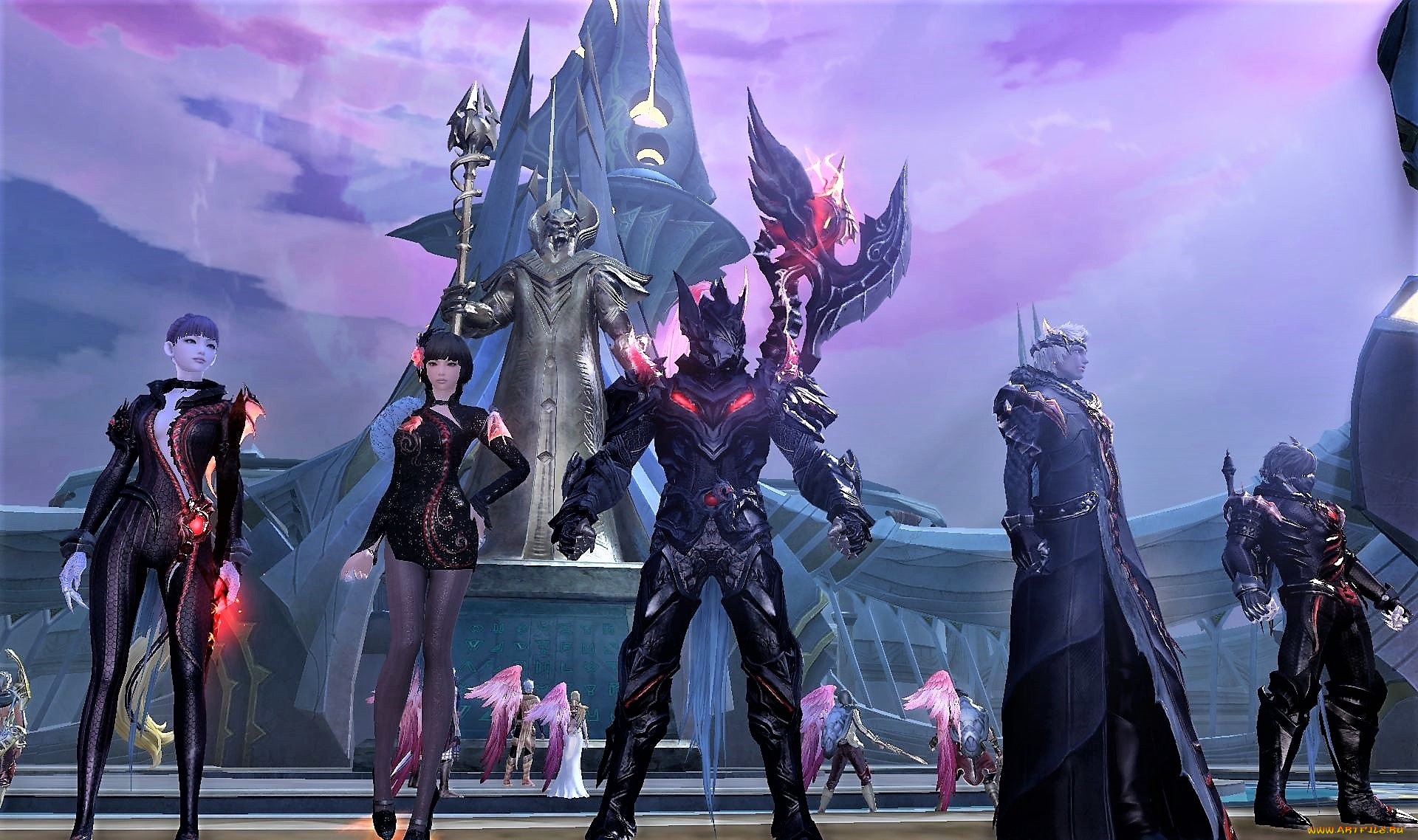 видео, игры, aion, персонажи, дворец, статуя