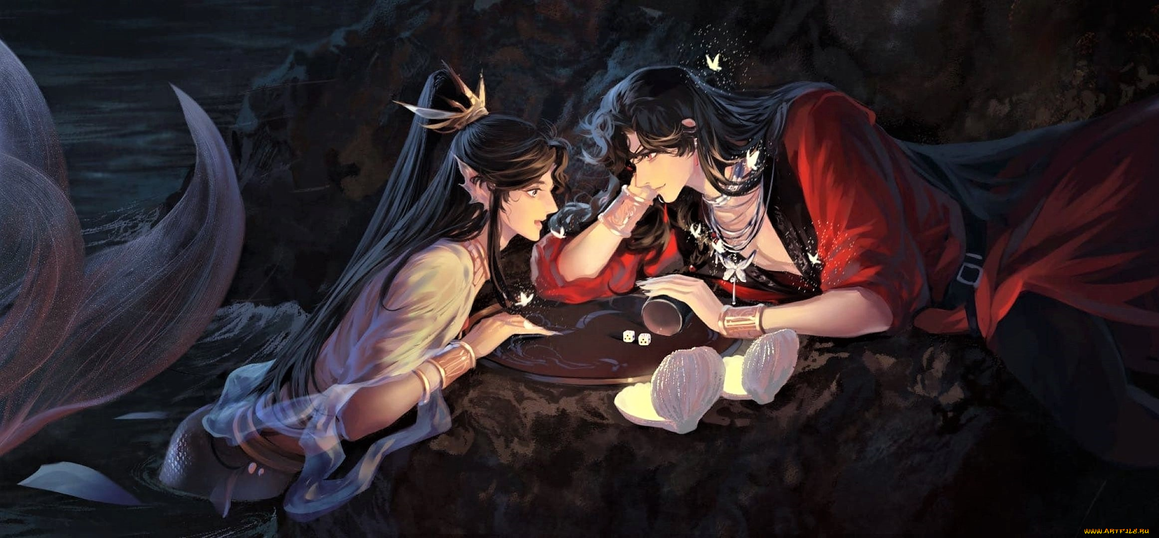 аниме, tian, guan, ci, fu, хуа, чен, се, лянь, русалка, игра