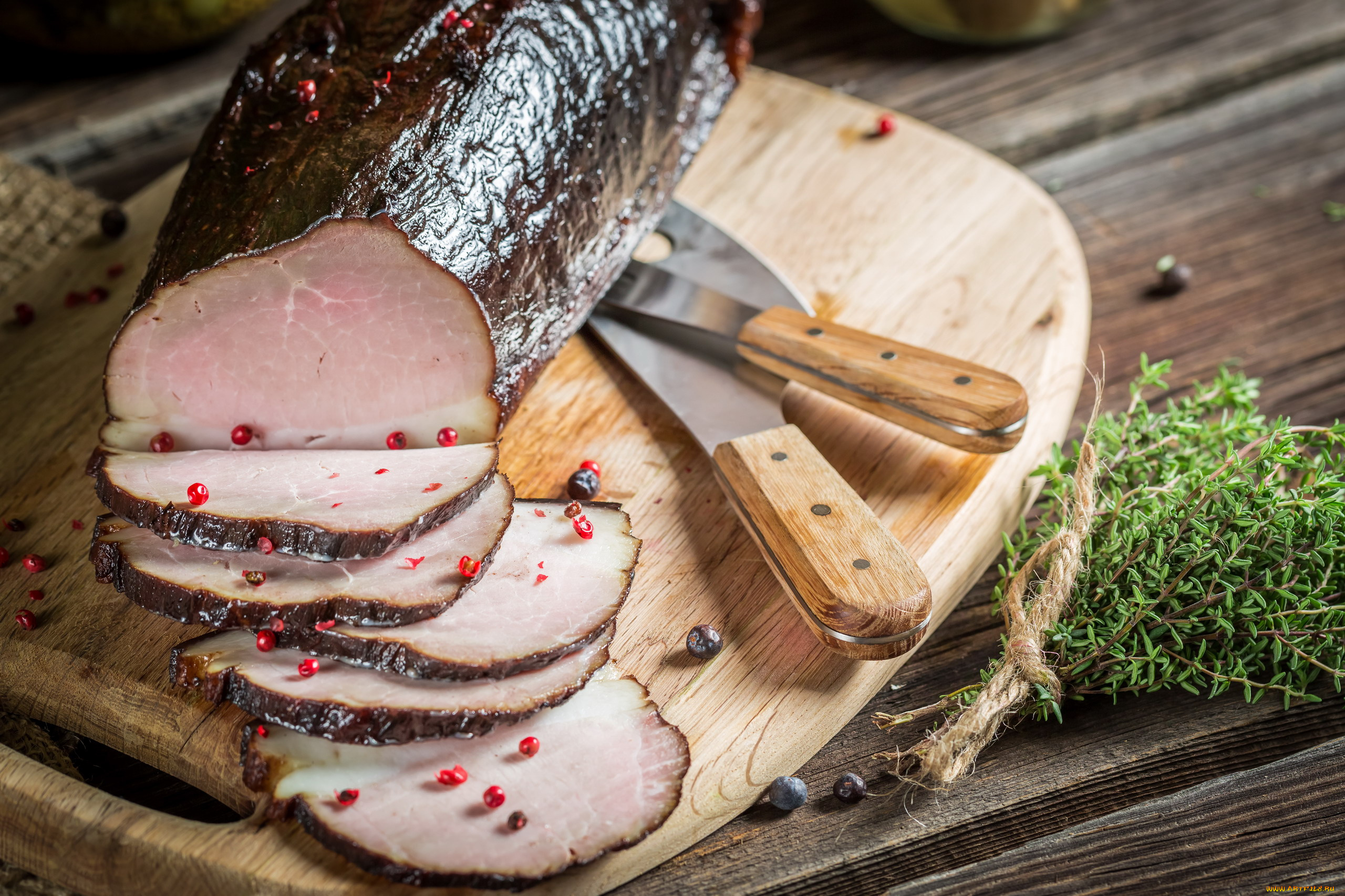 еда, мясные, блюда, буженина, перец, тимьян