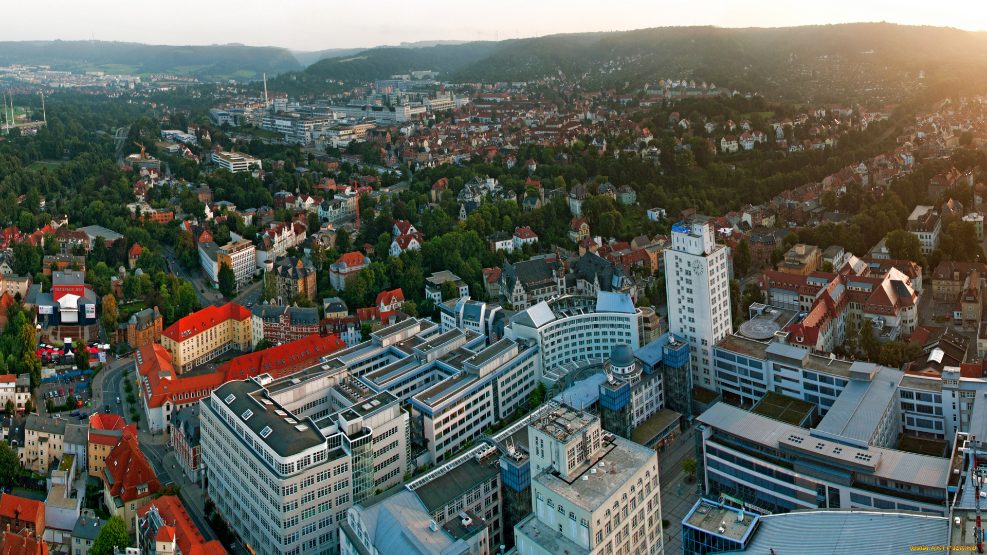 города, -, панорамы, йена, город, германия, университетский, река, зал, by, nick, akimoff