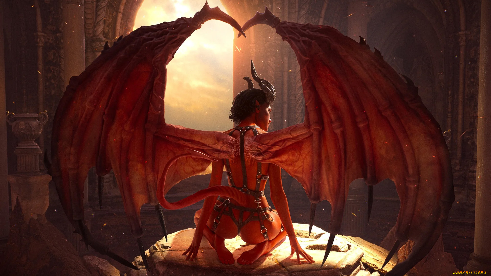 3д, графика, фантазия, , fantasy, демонесса