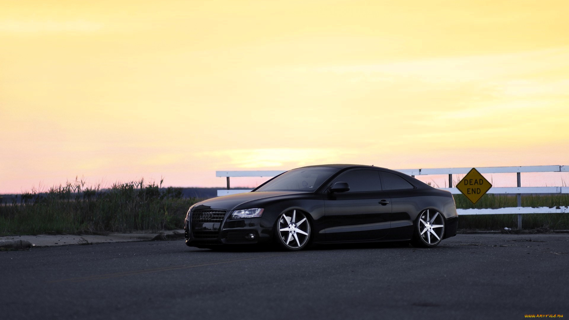 audi, s5, автомобили, audi, черный, площадка, ограда, трава