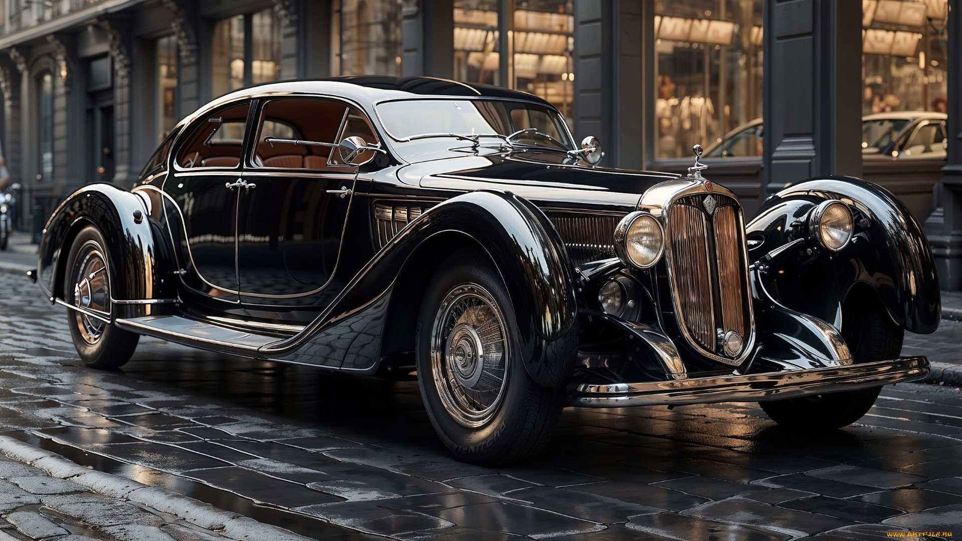 автомобиль, автомобили, 3д, ретро, улица, красивый