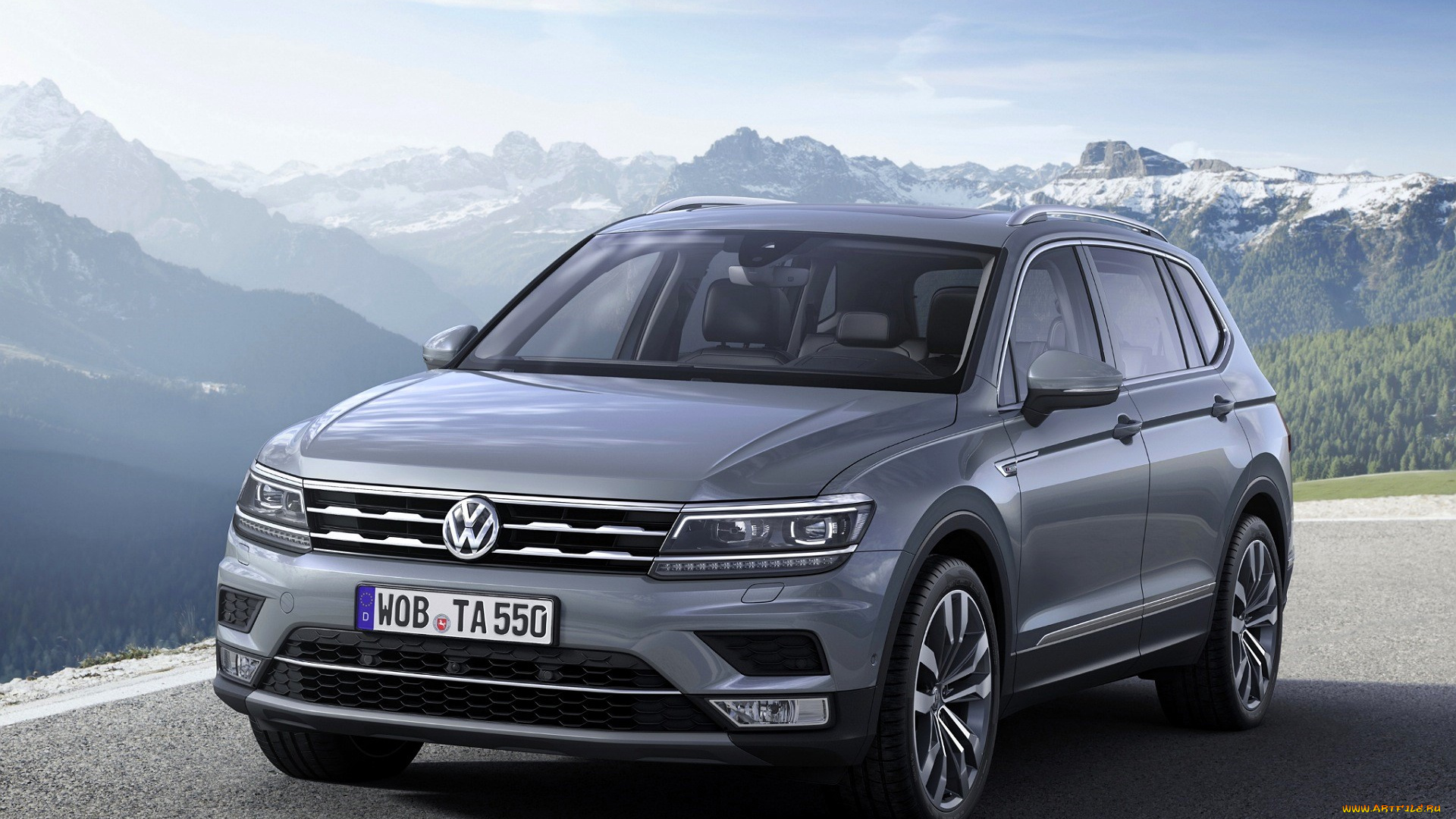 автомобили, volkswagen, серый, площадка, горы