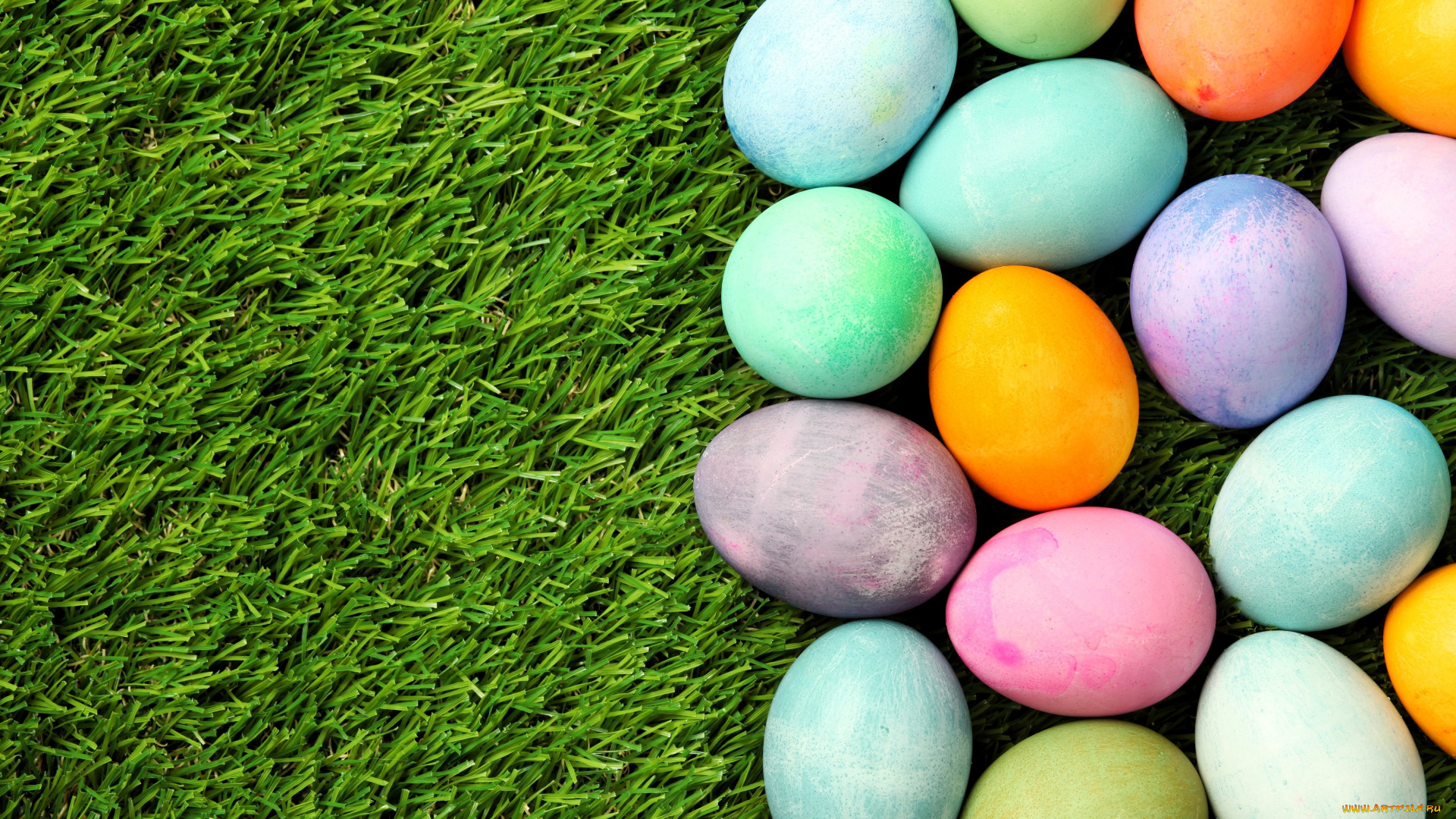 праздничные, пасха, яйца, цвета, трава