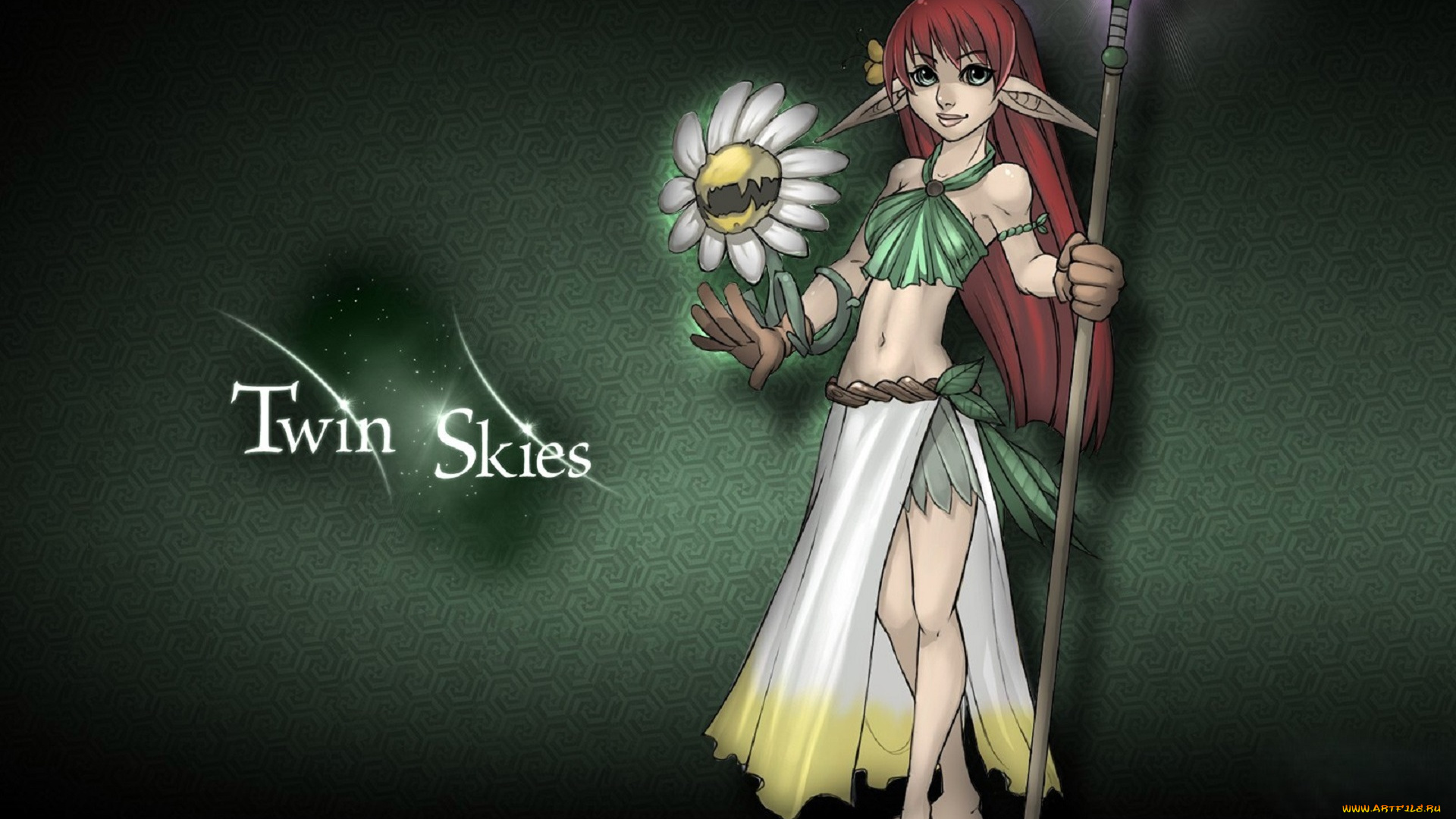 видео, игры, twin, skies, девушка, эльфийка, посох
