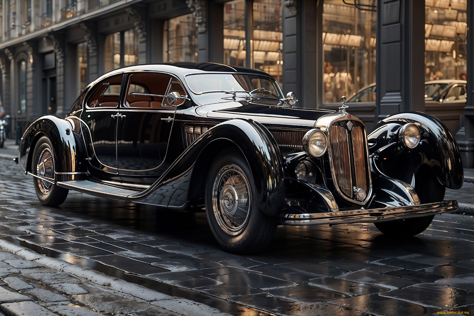 автомобиль, автомобили, 3д, ретро, улица, красивый