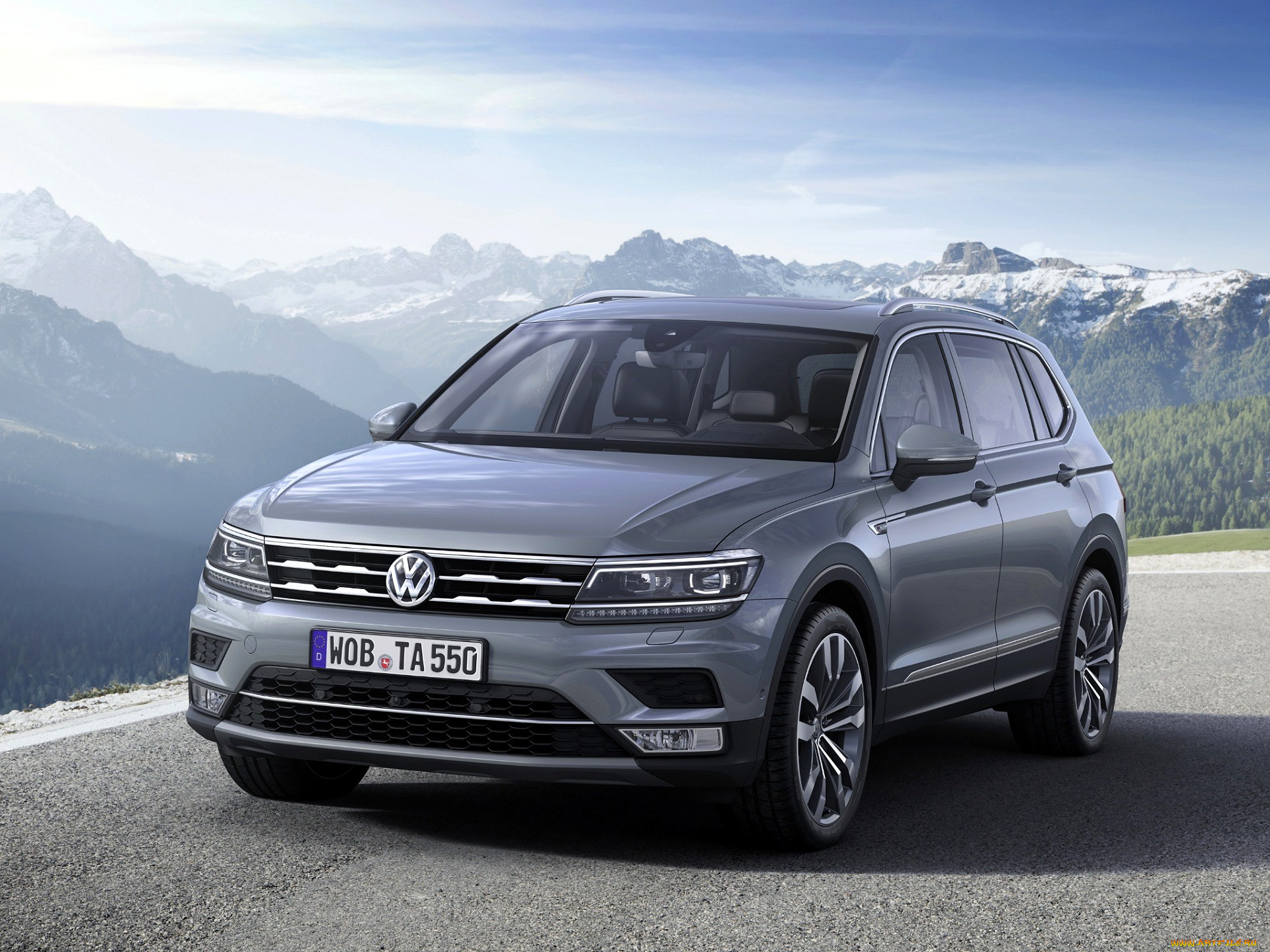 автомобили, volkswagen, серый, площадка, горы