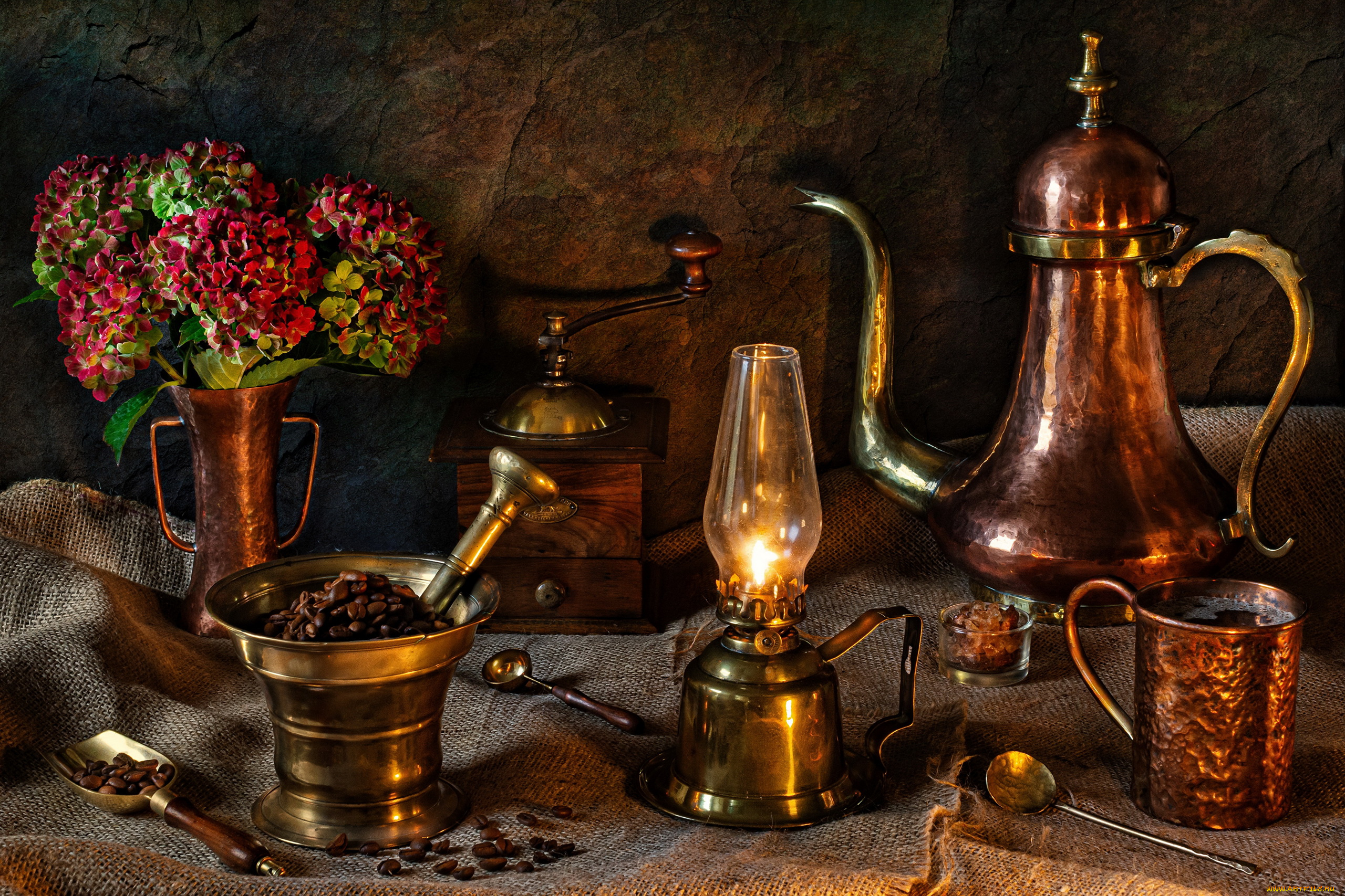 еда, кофе, , кофейные, зёрна, кофемолка, лампа, кофейник, зерна, кофейные, букет