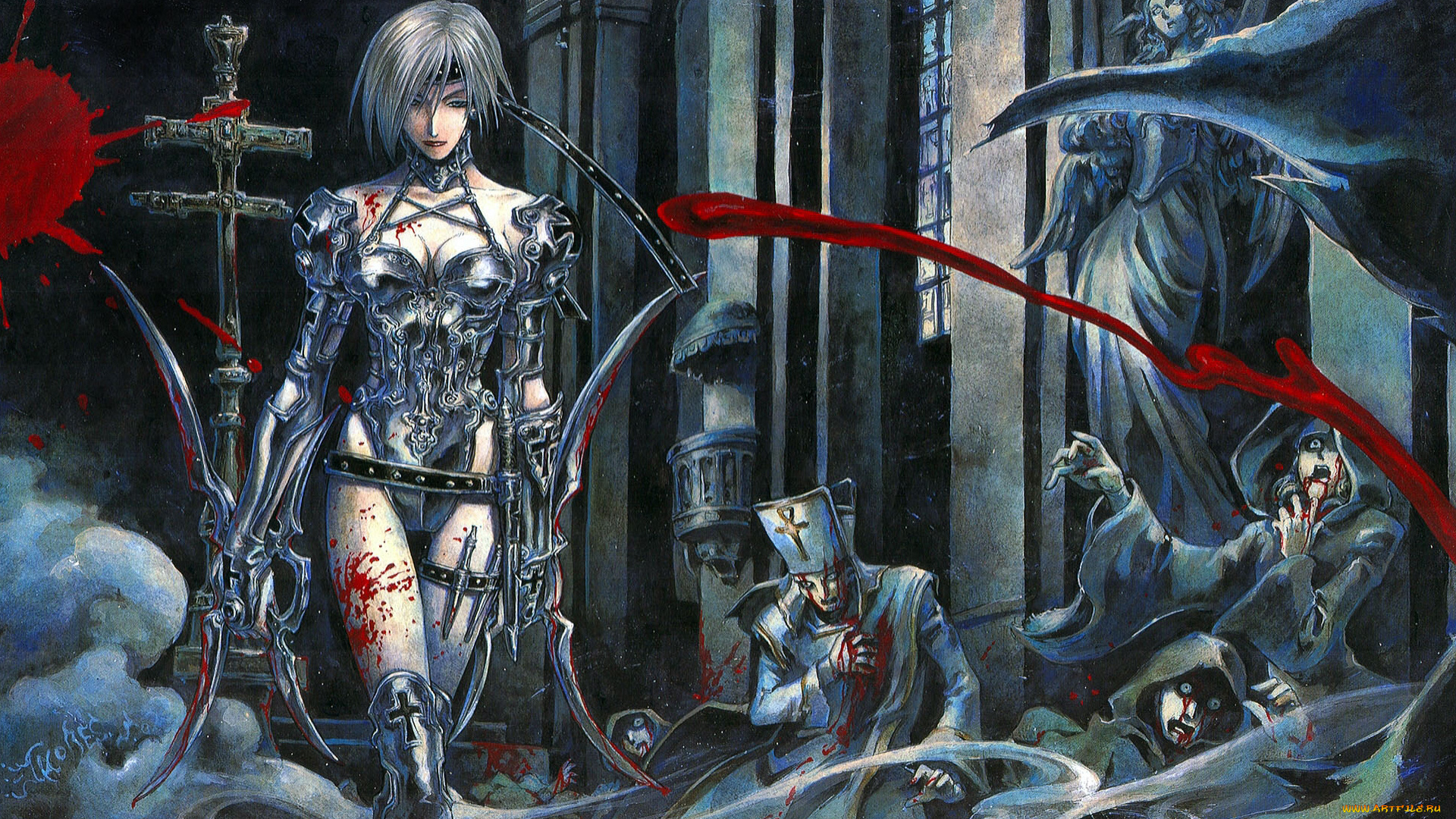 аниме, trinity, blood