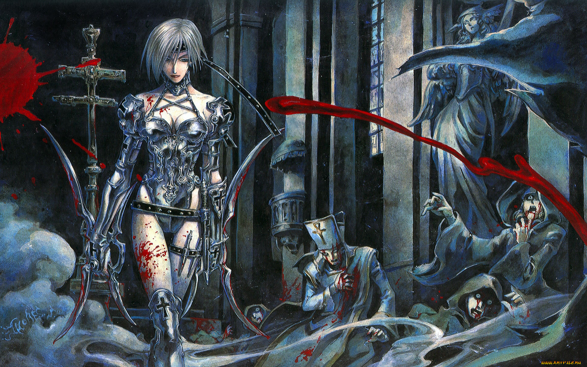 аниме, trinity, blood