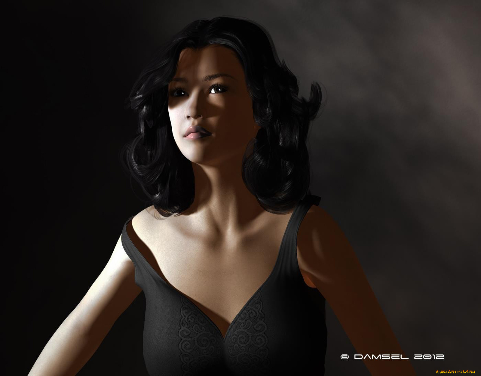 3д, графика, people, люди, девушка, фон, темный