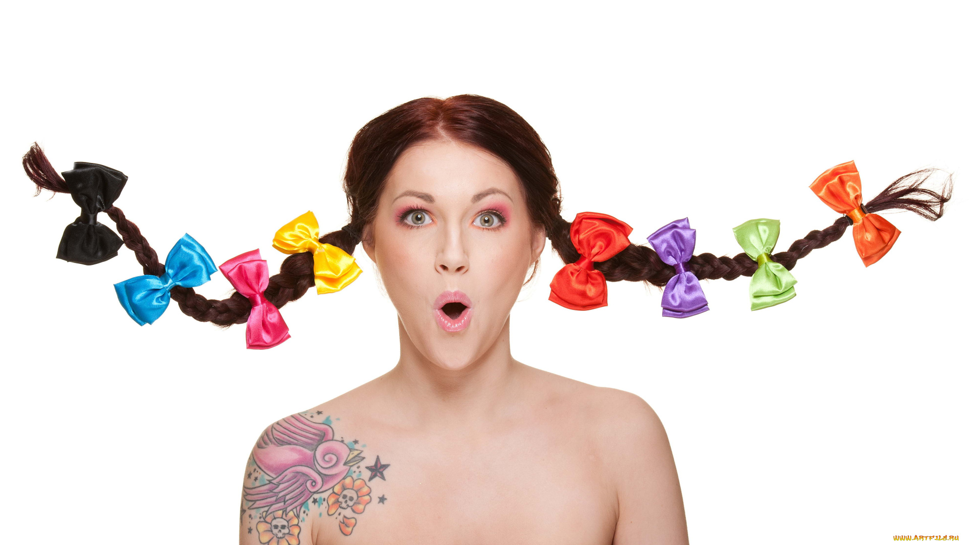 -Unsort, Лица, Портреты, девушки, unsort, лица, портреты, косички, бантики, тату, рот