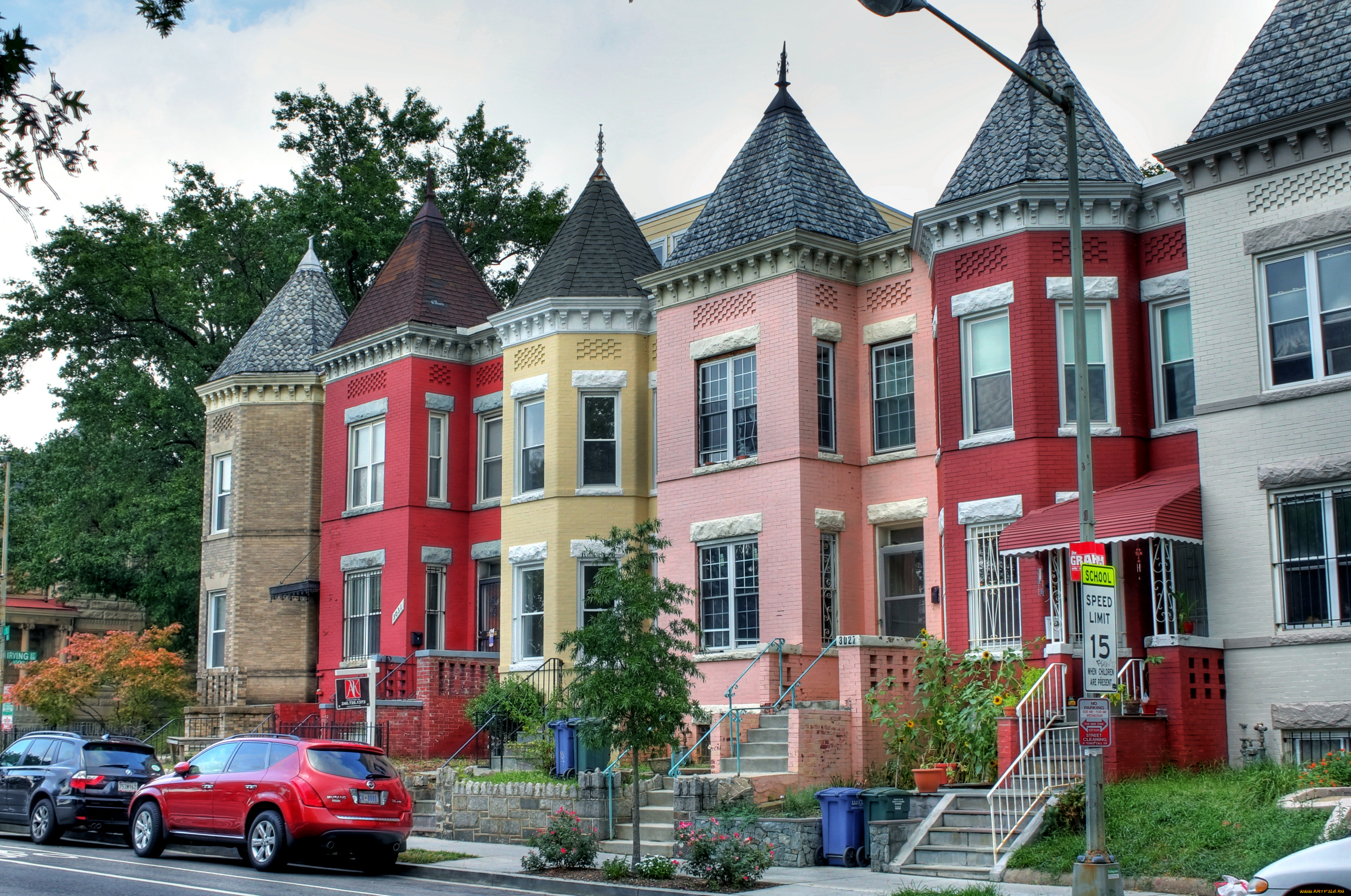 города, вашингтон, сша, дома, улица, разноцветный