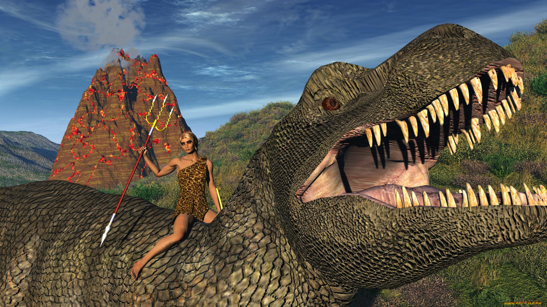 3д, графика, fantasy, фантазия, девушка, дракон